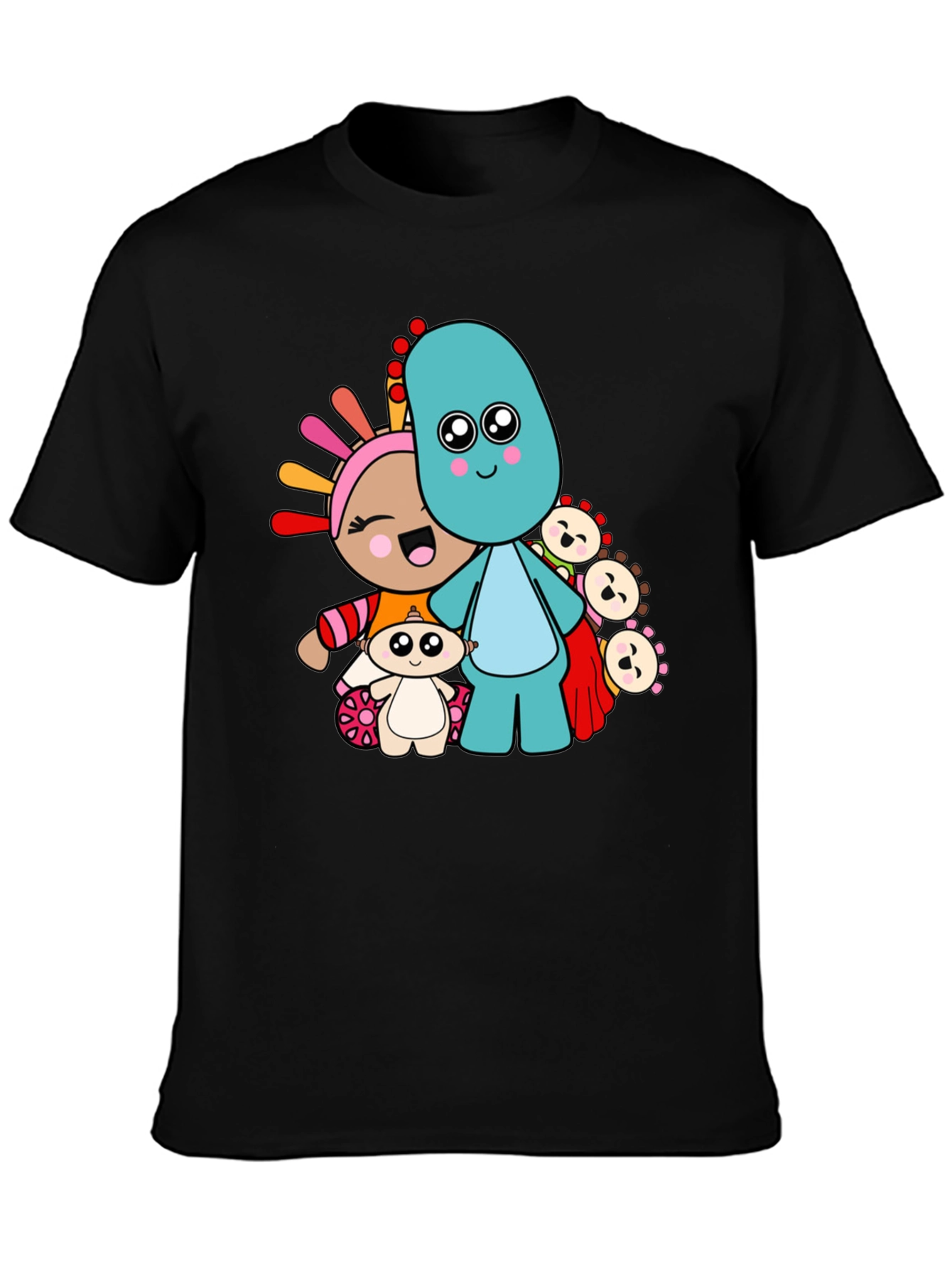 Camiseta Negra con Dibujos Animados