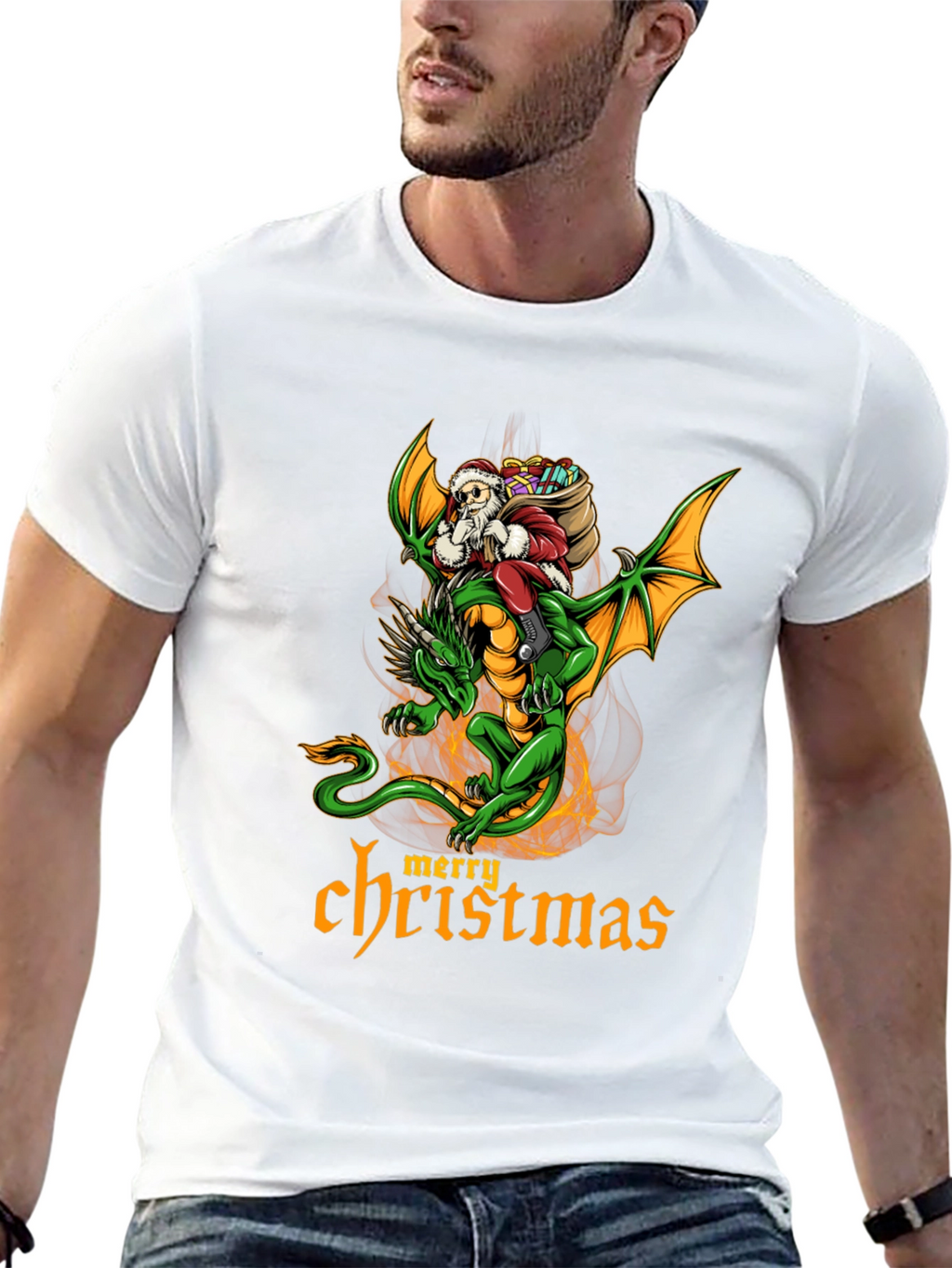 Camiseta Dragón Navideño para Hombre