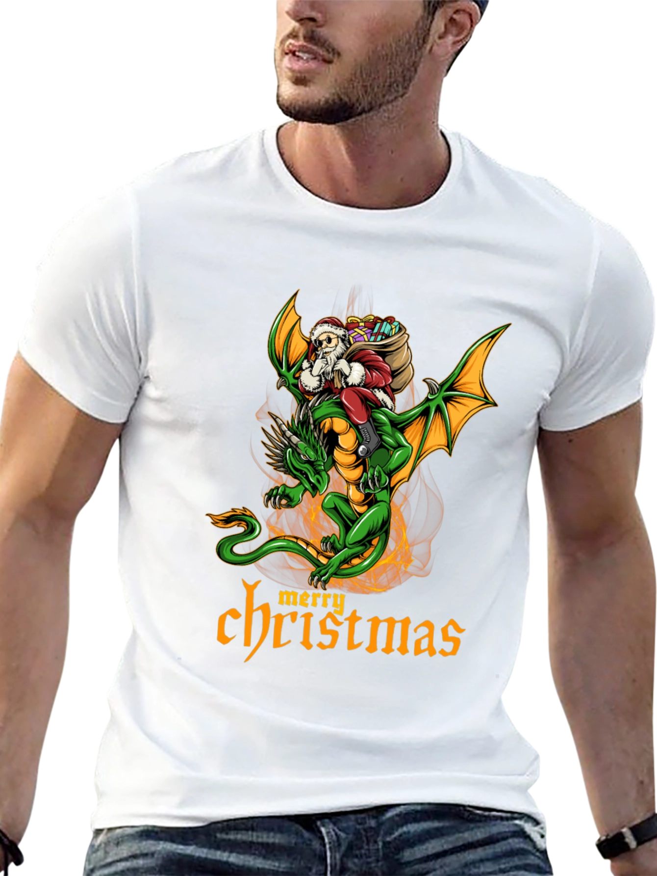 Camiseta Dragón Navideño para Hombre