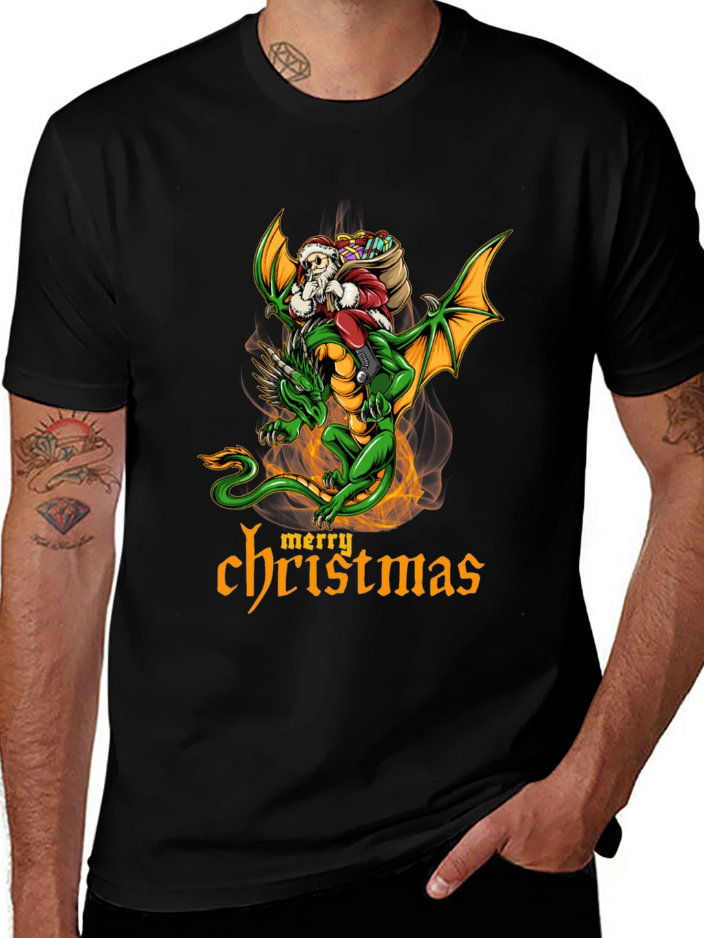 Camiseta Dragón Navideño para Hombre