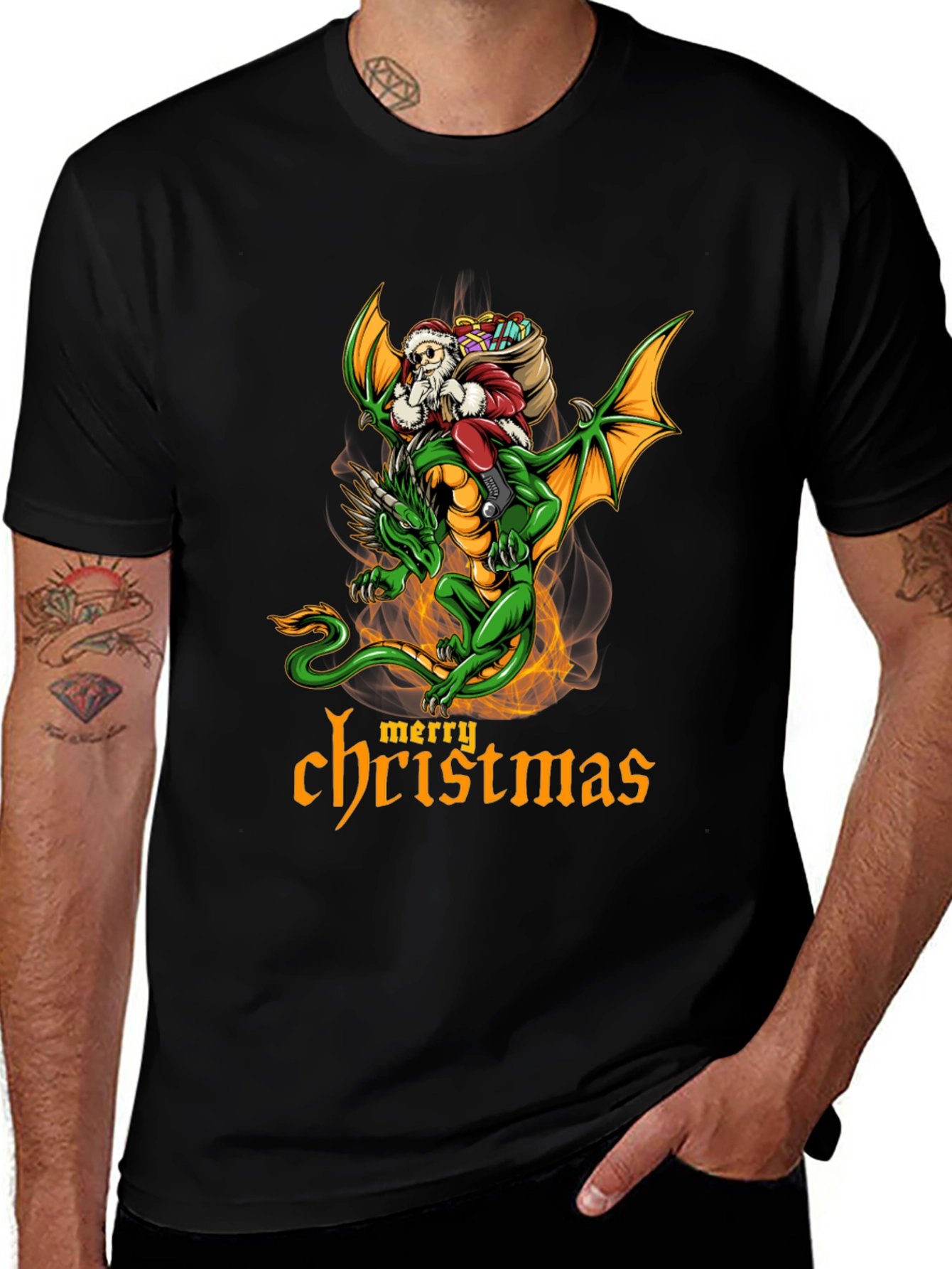 Camiseta Dragón Navideño para Hombre