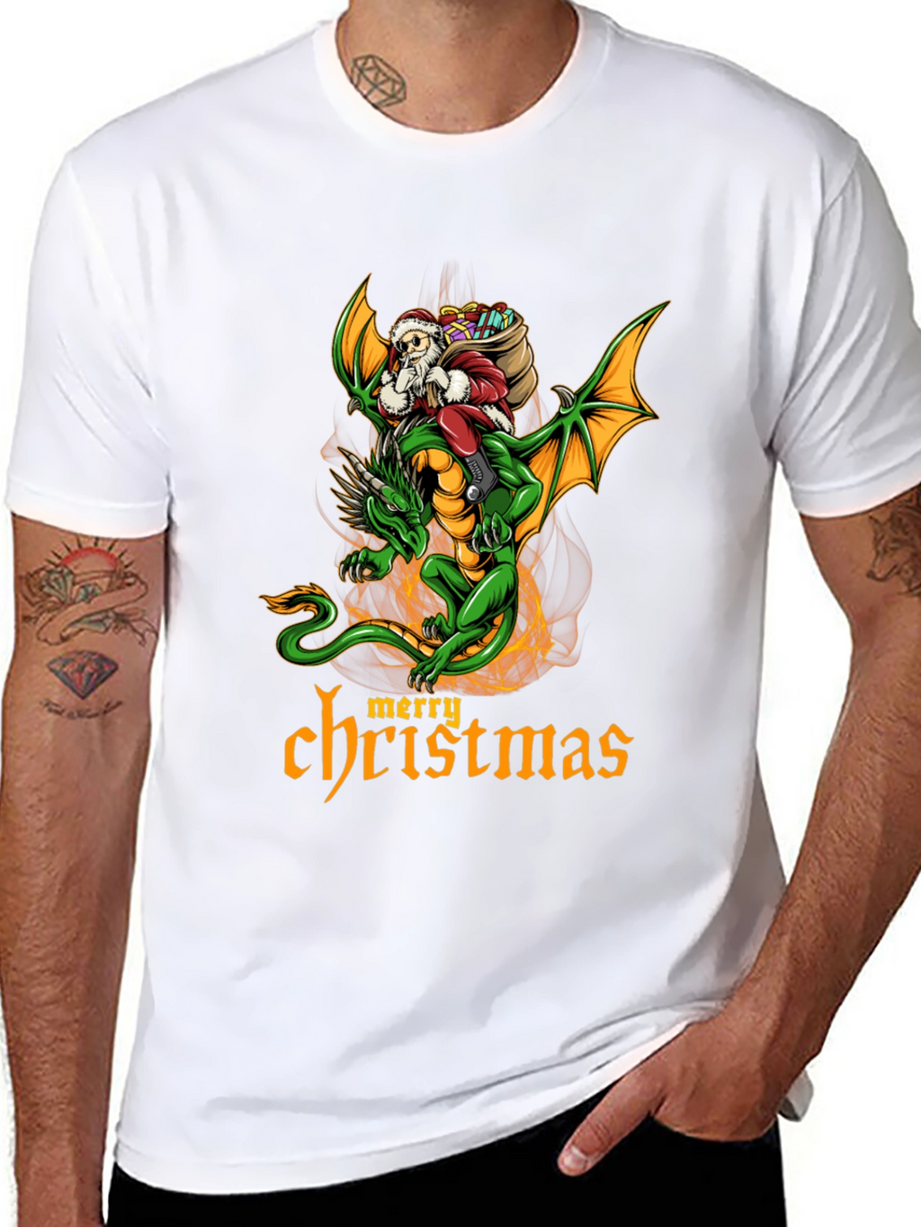 Camiseta Dragón Navideño para Hombre