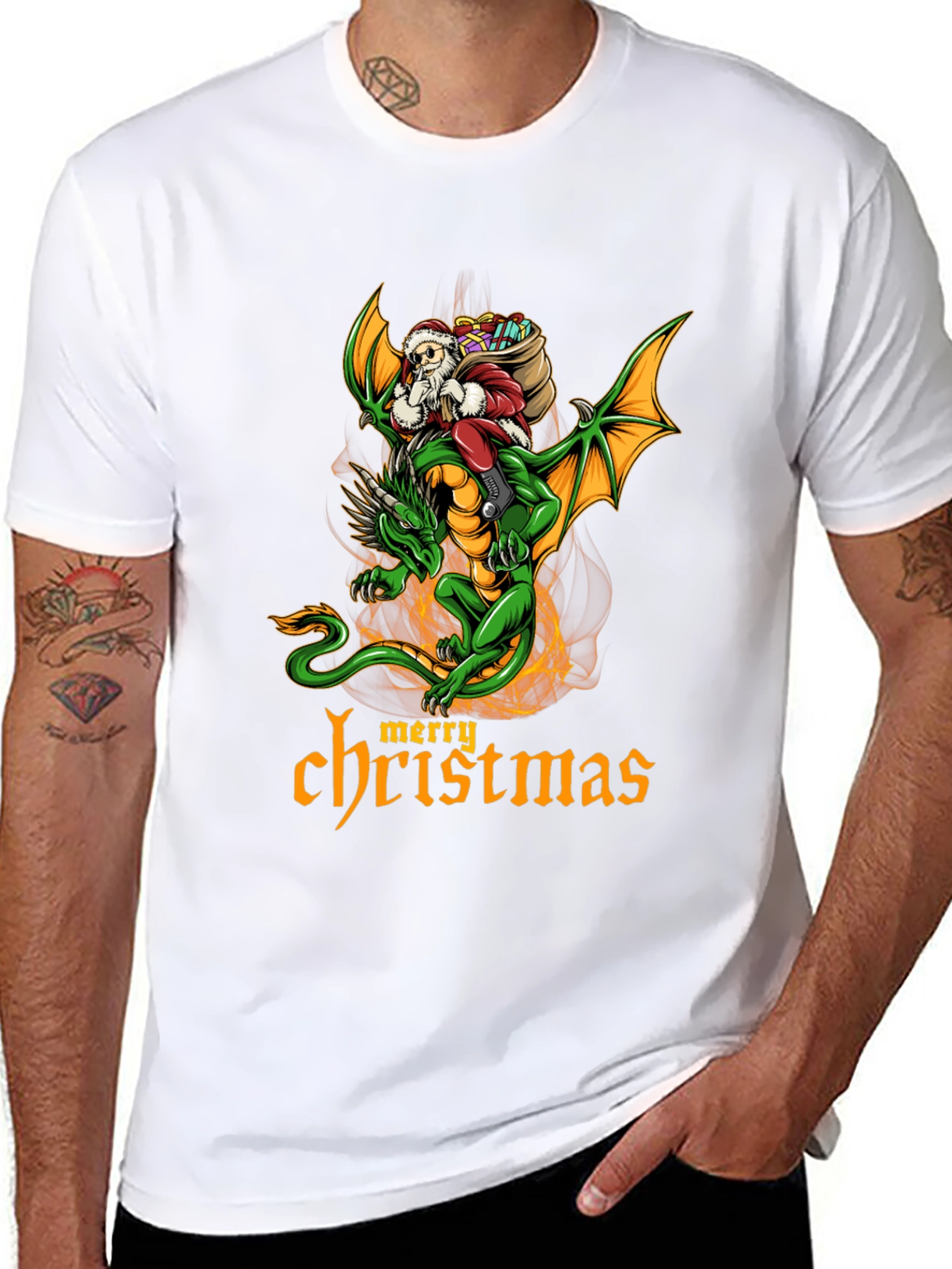 Camiseta Dragón Navideño para Hombre