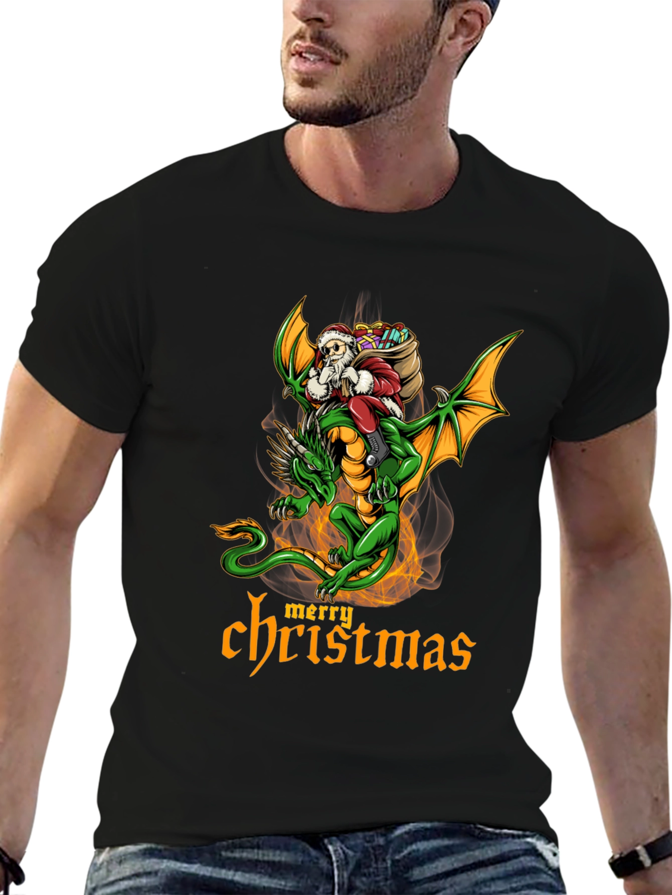 Camiseta Dragón Navideño para Hombre