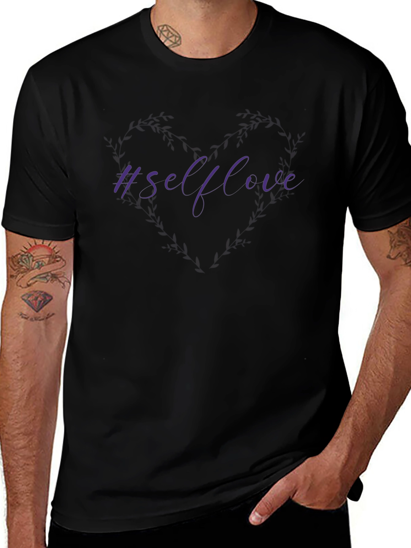 Camiseta Negra #Selflove Estilo Casual