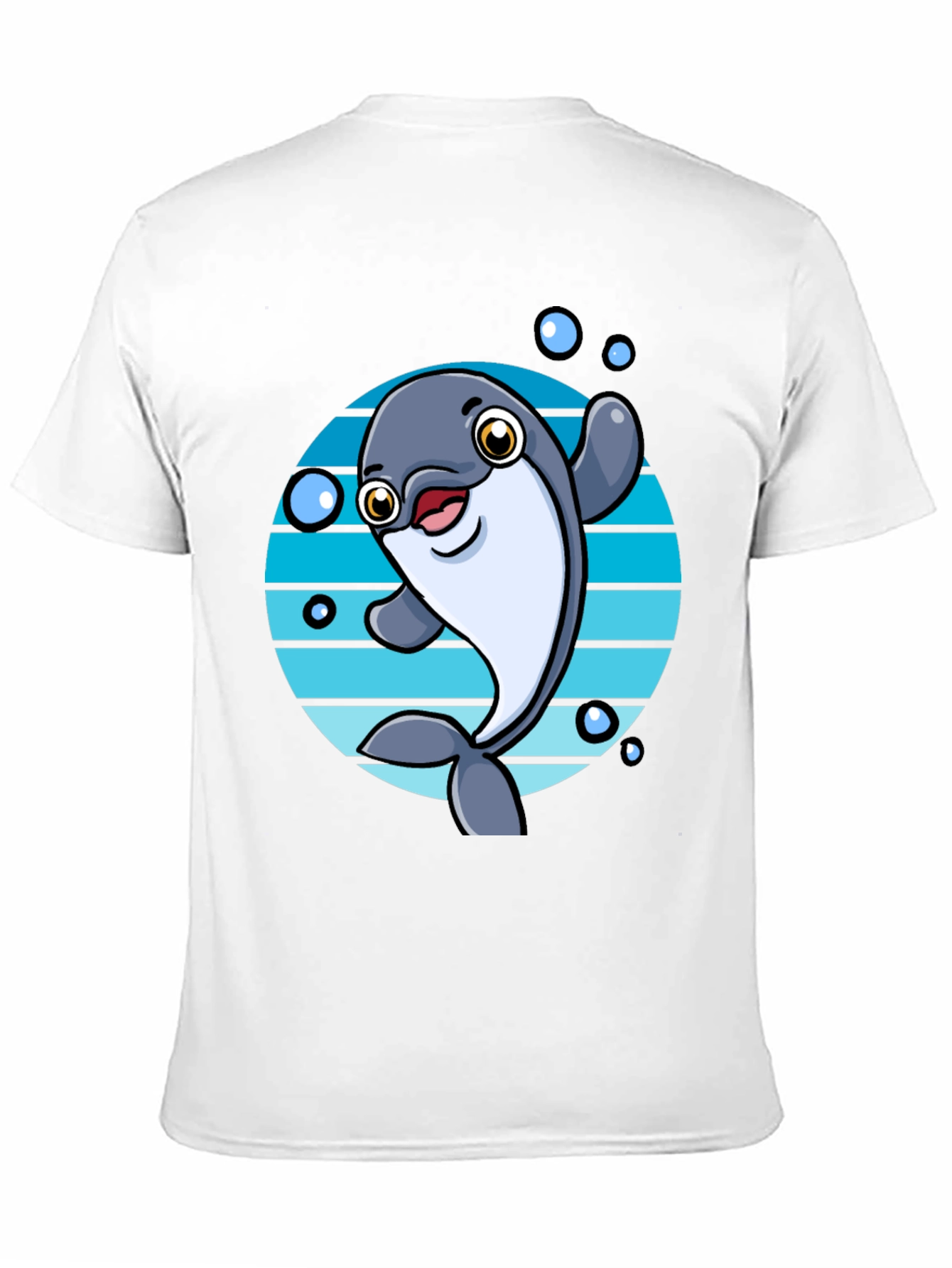 Camiseta Negra con Diseño de Delfín Animado