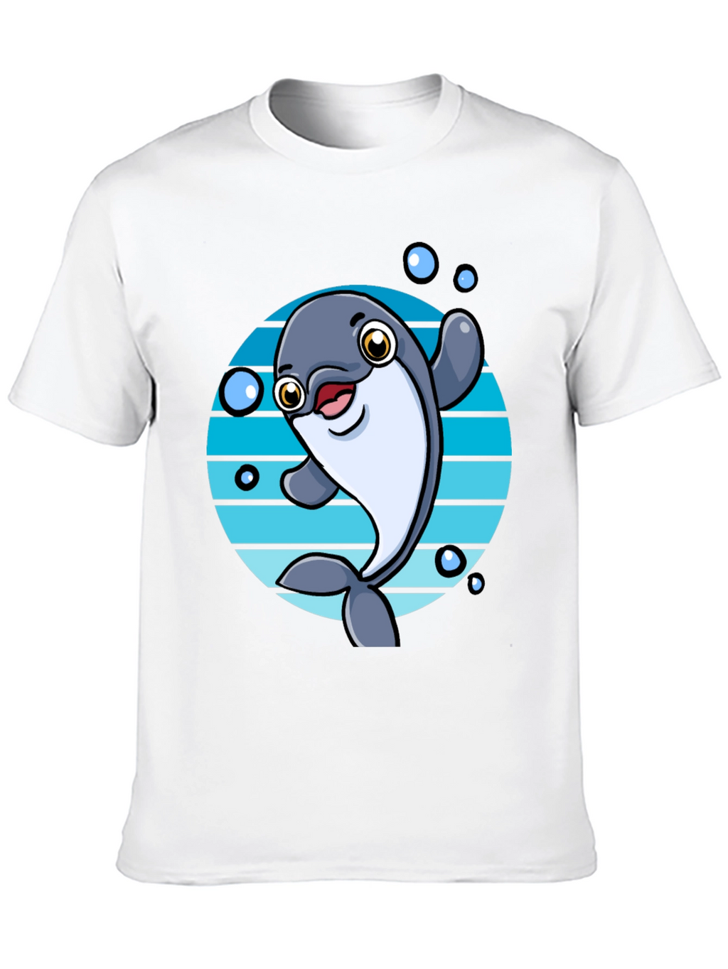 Camiseta Negra con Diseño de Delfín Animado