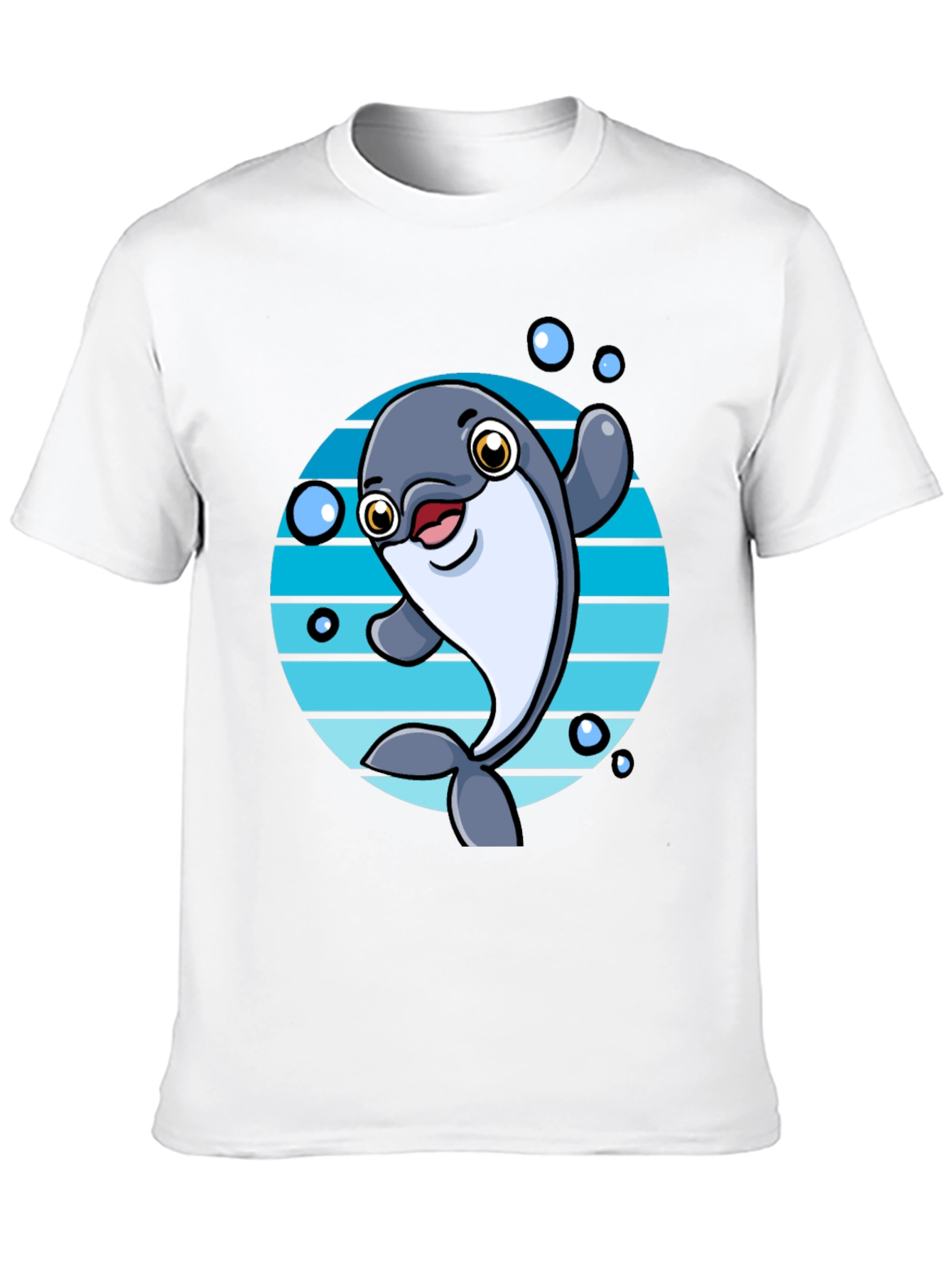 Camiseta Negra con Diseño de Delfín Animado