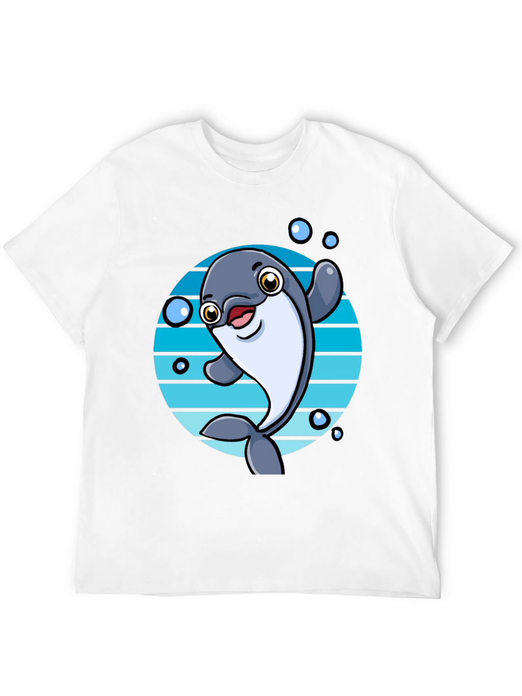 Camiseta Negra con Diseño de Delfín Animado