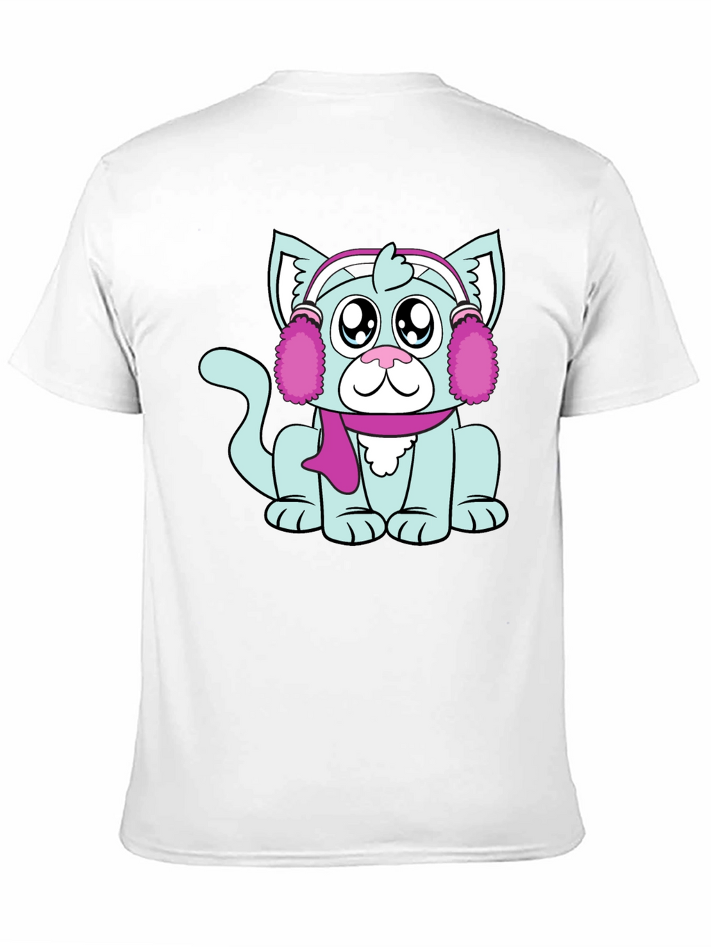 Camiseta Negra con Adorable Gato Invernal