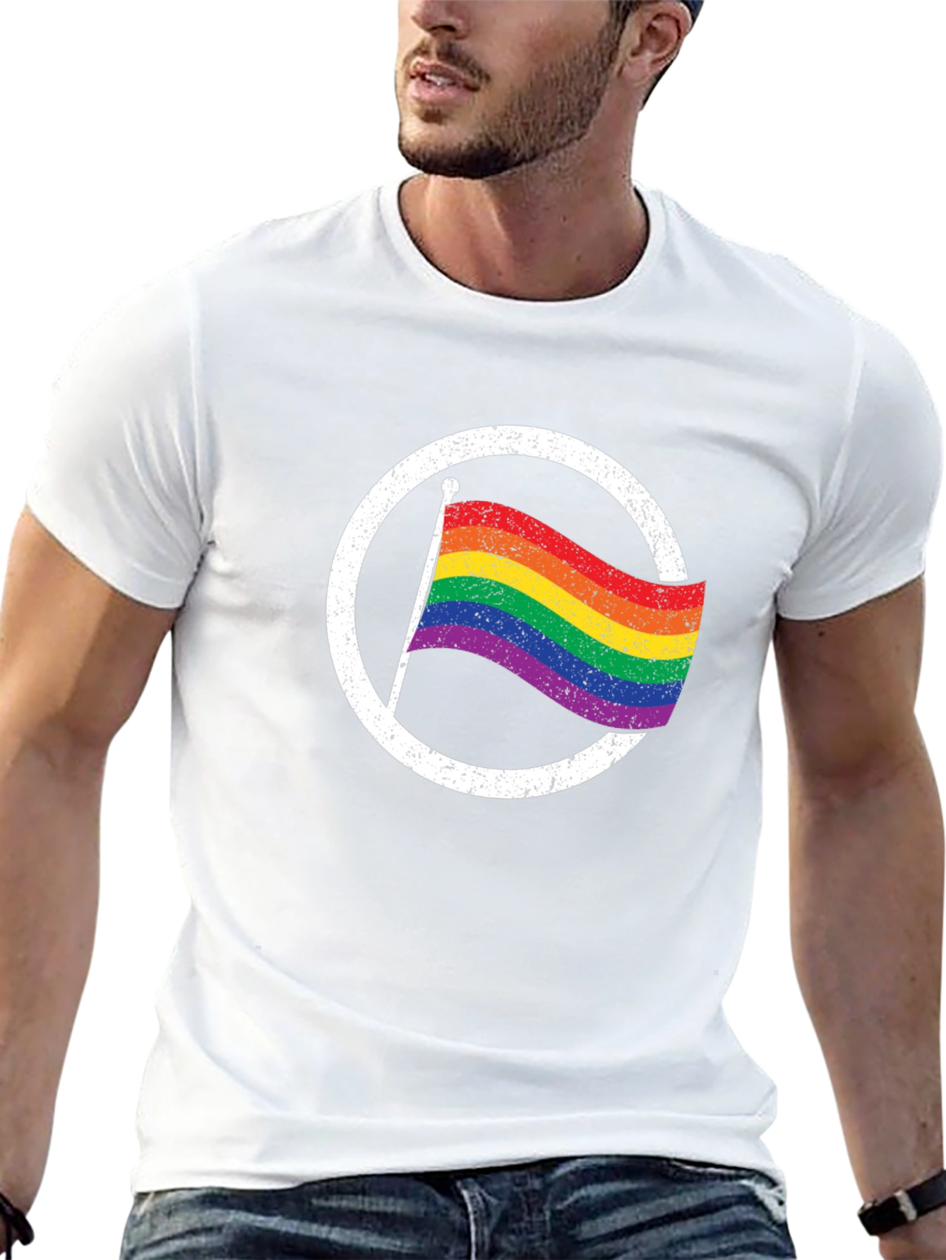 Camiseta Negra con Diseño de Bandera del Orgullo LGBT