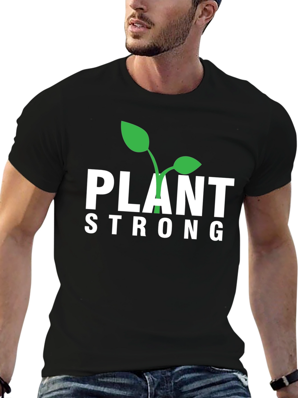 Camiseta Negra Plant Strong para Hombre