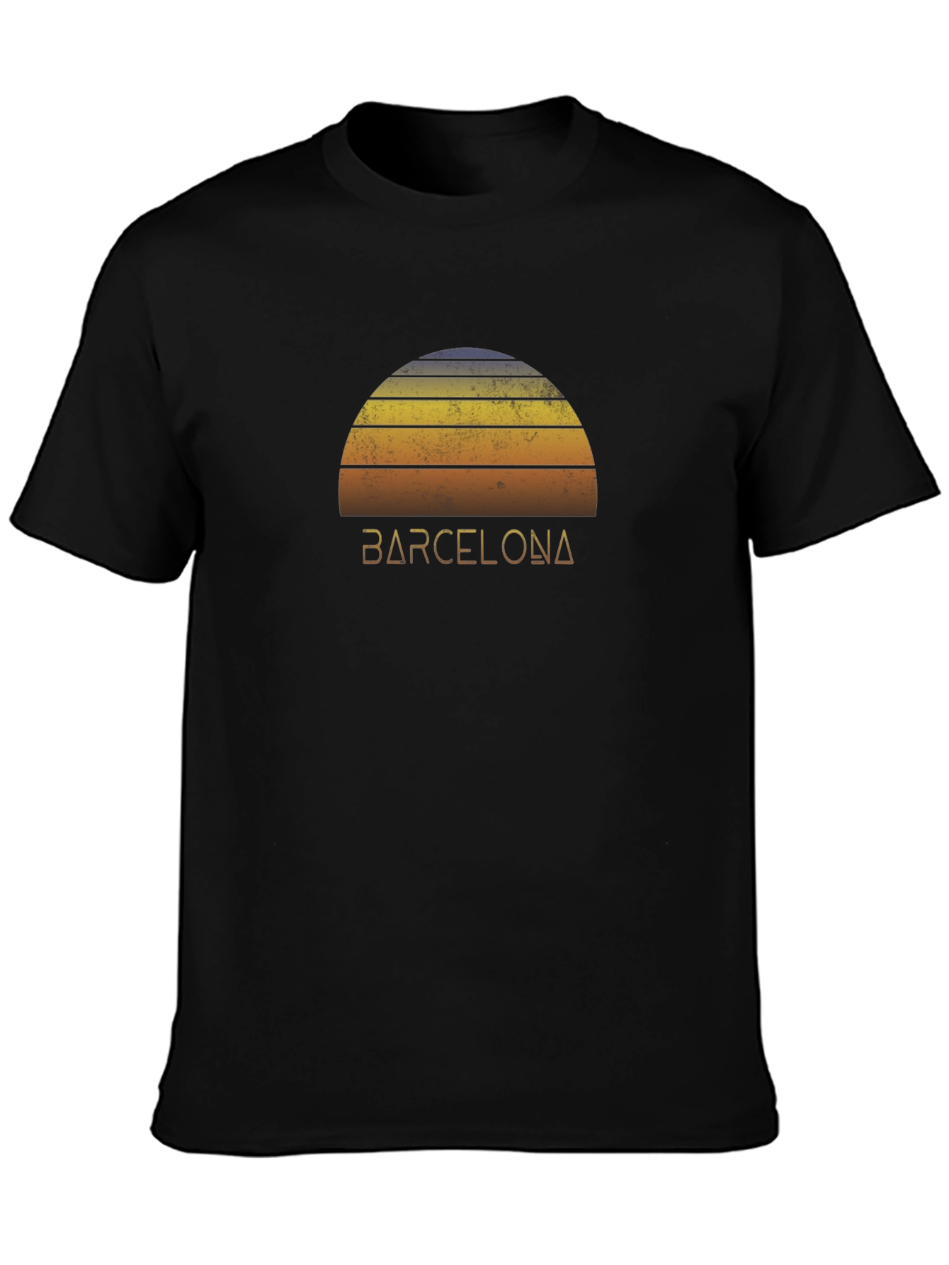 Camiseta Negra Barcelona Sunset Retro