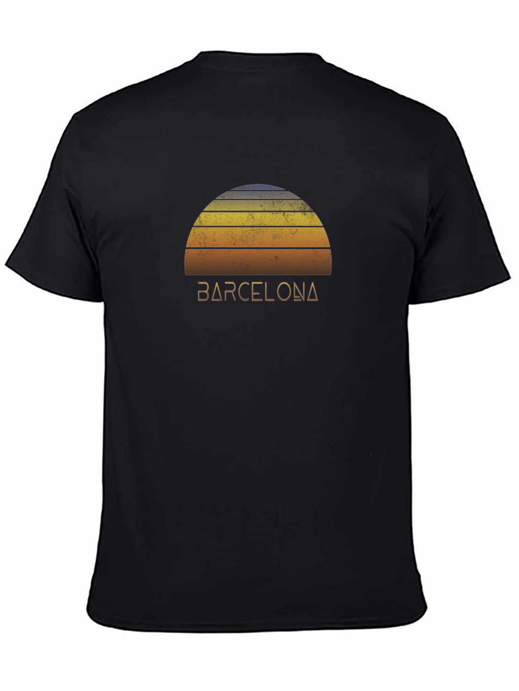 Camiseta Negra Barcelona Sunset Retro