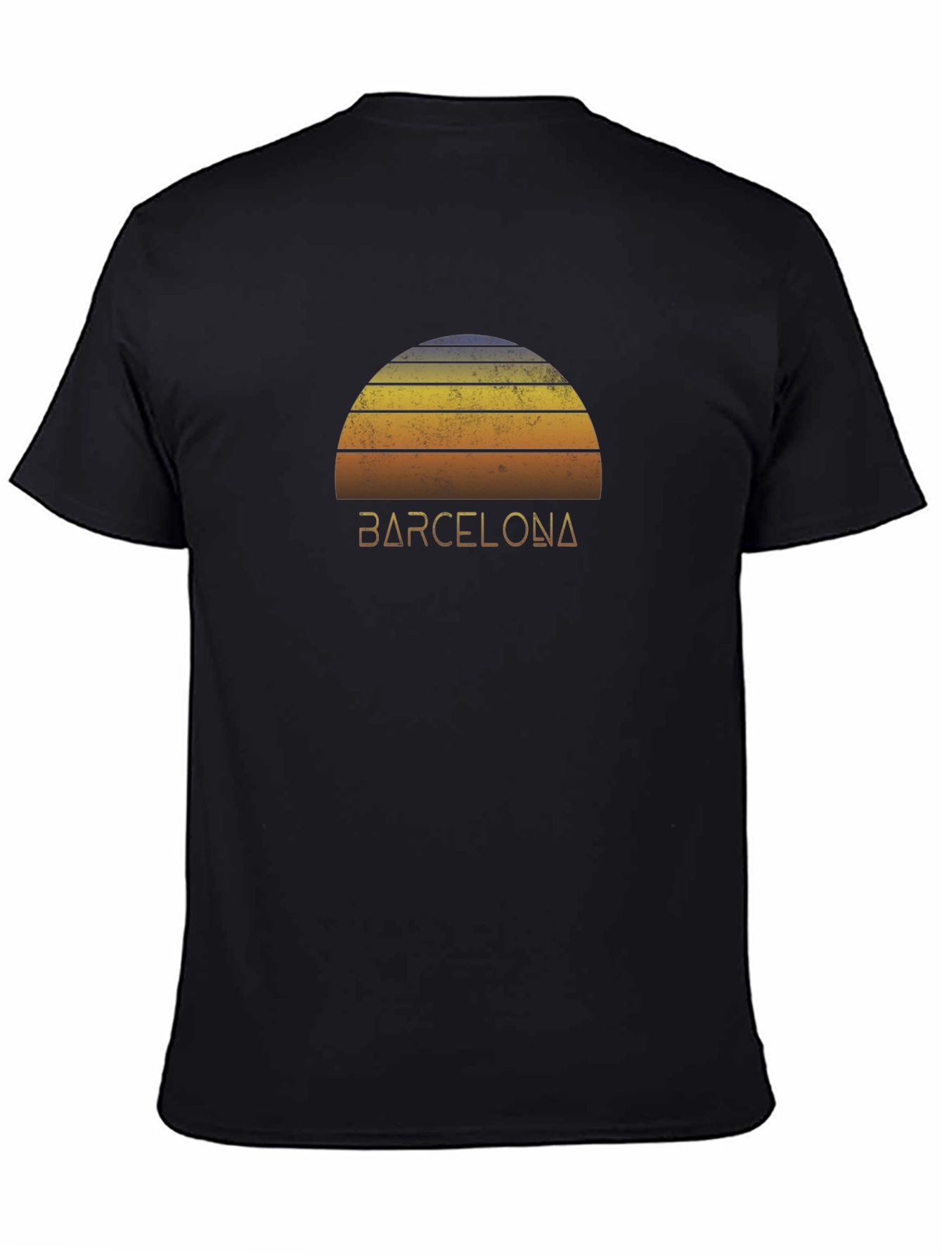 Camiseta Negra Barcelona Sunset Retro