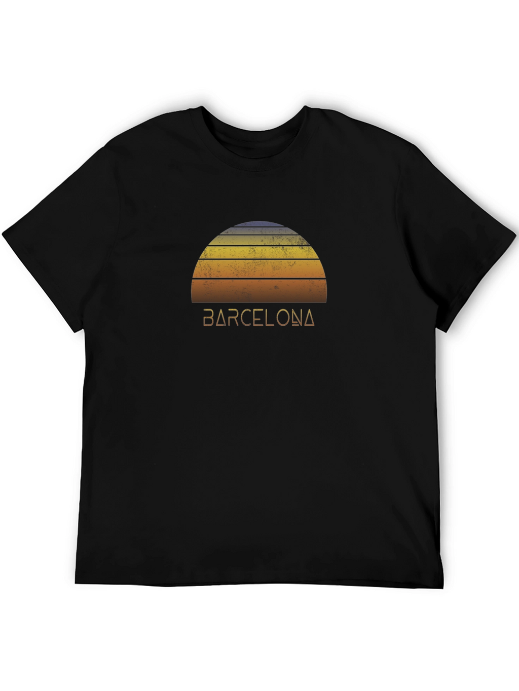 Camiseta Negra Barcelona Sunset Retro