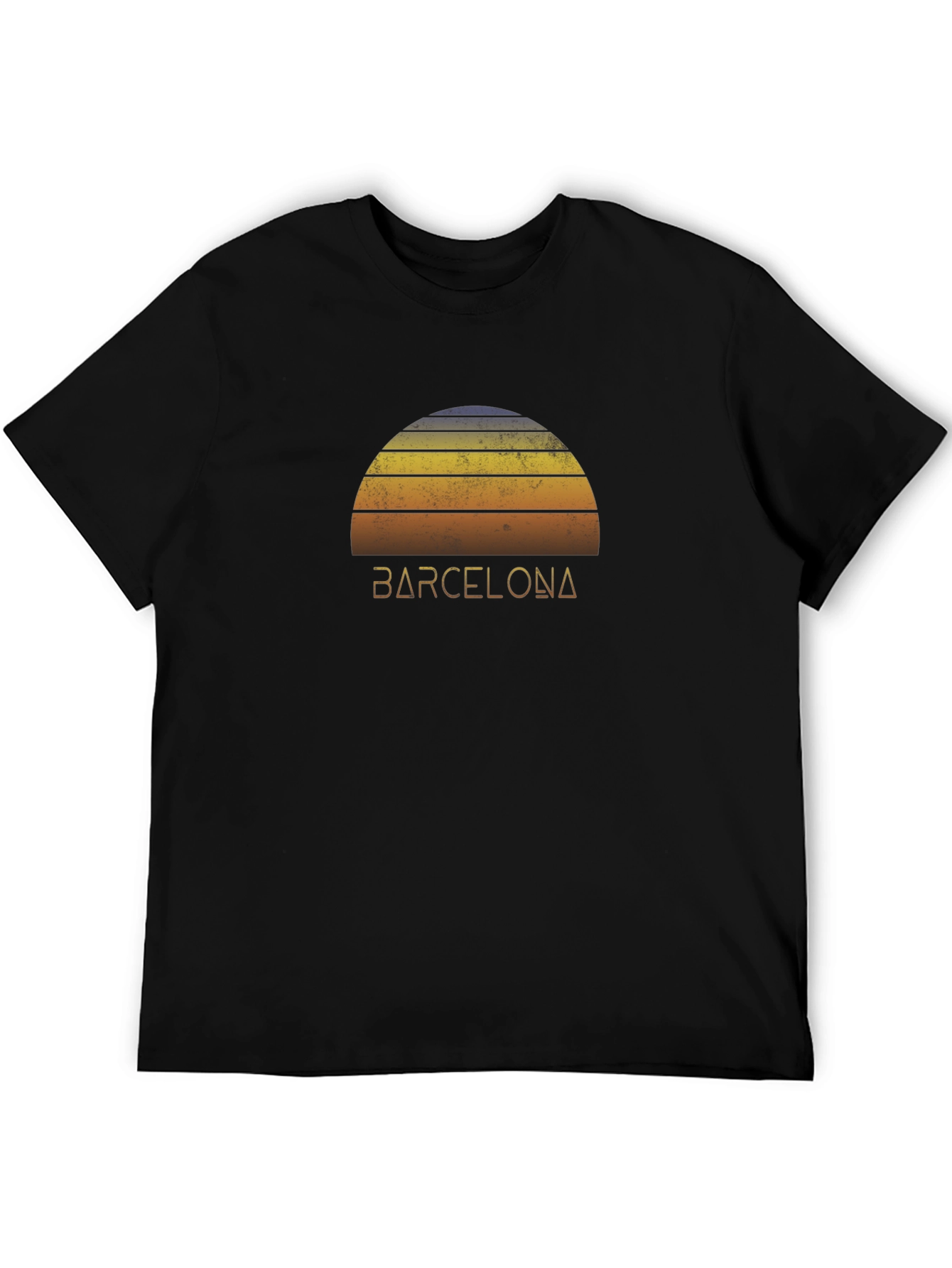 Camiseta Negra Barcelona Sunset Retro