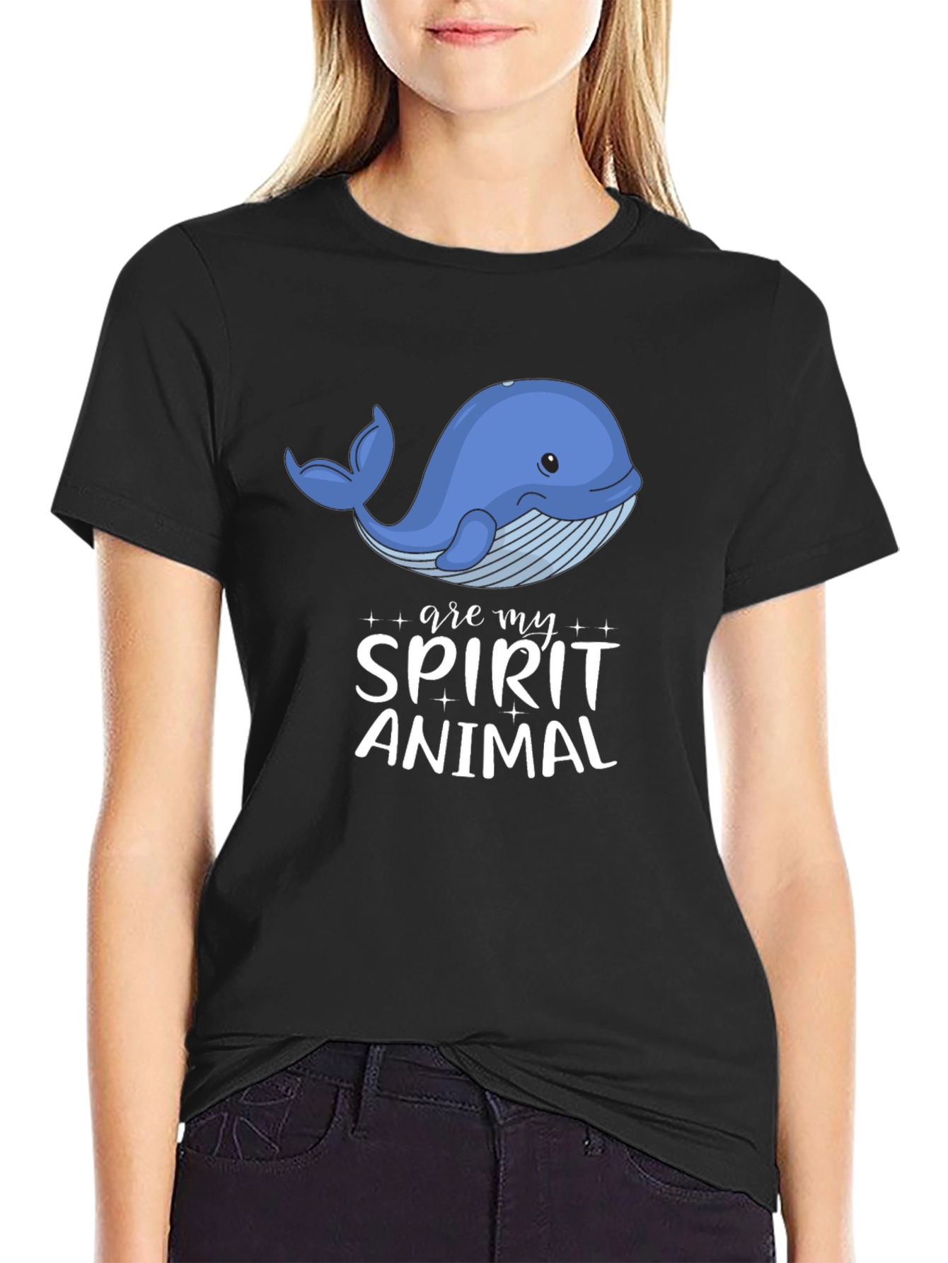 Camiseta Negra Ballena Espíritu Animal - Diseño Único