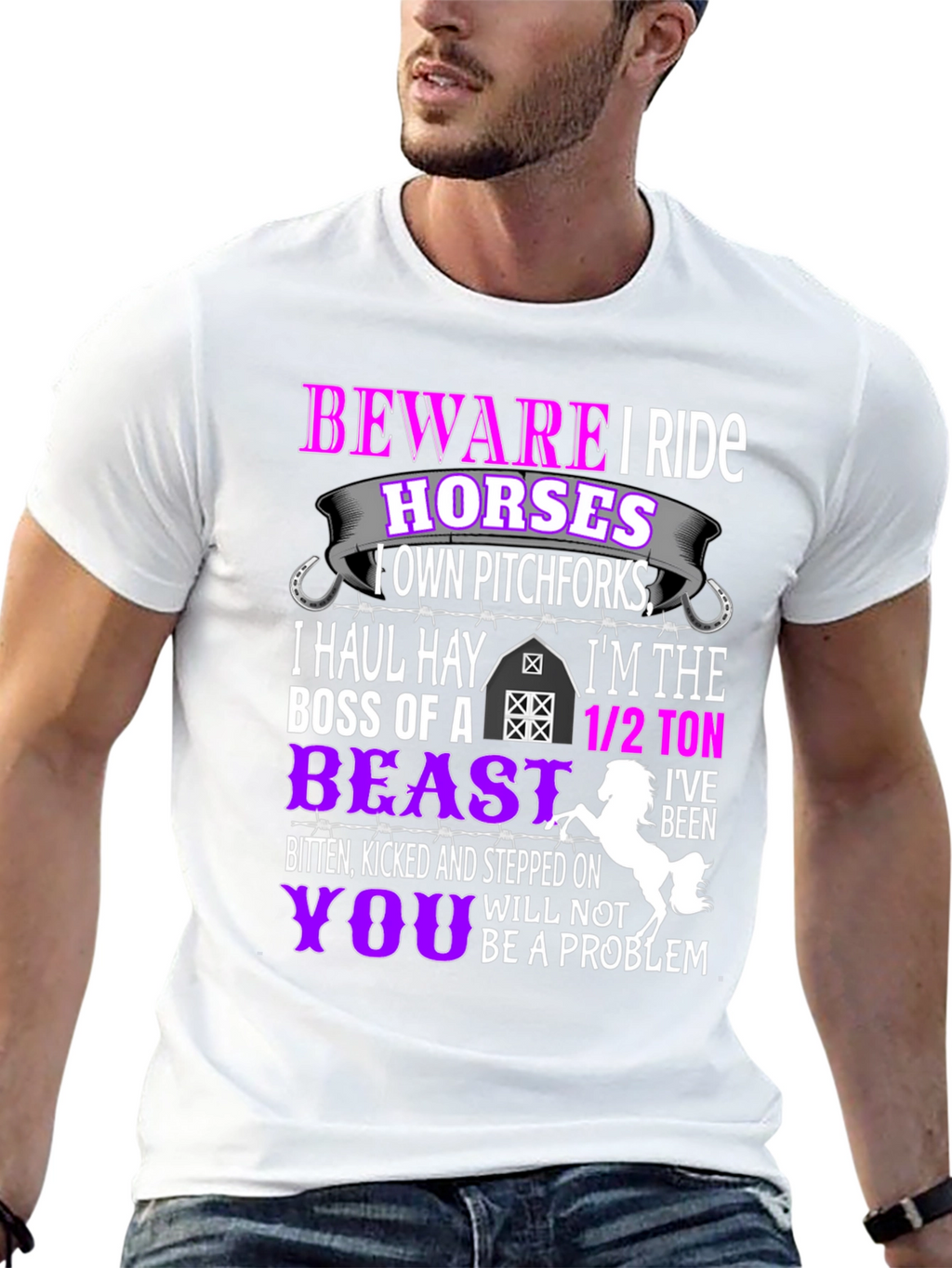 Camiseta Beware I Ride Horses