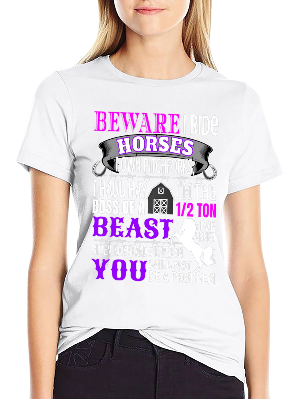 Camiseta Beware I Ride Horses