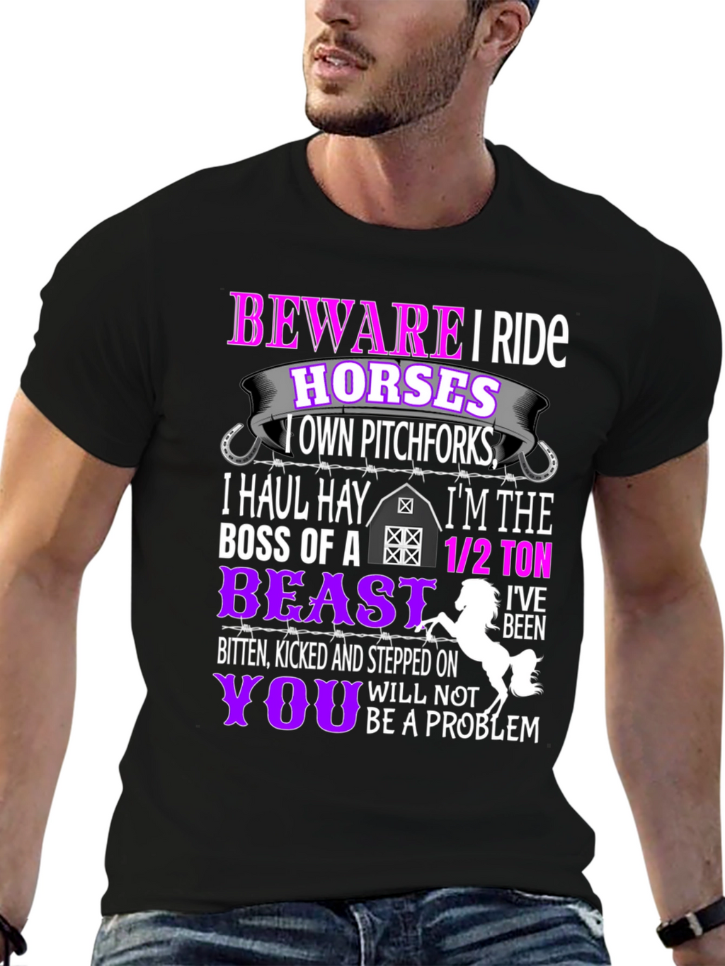 Camiseta Beware I Ride Horses