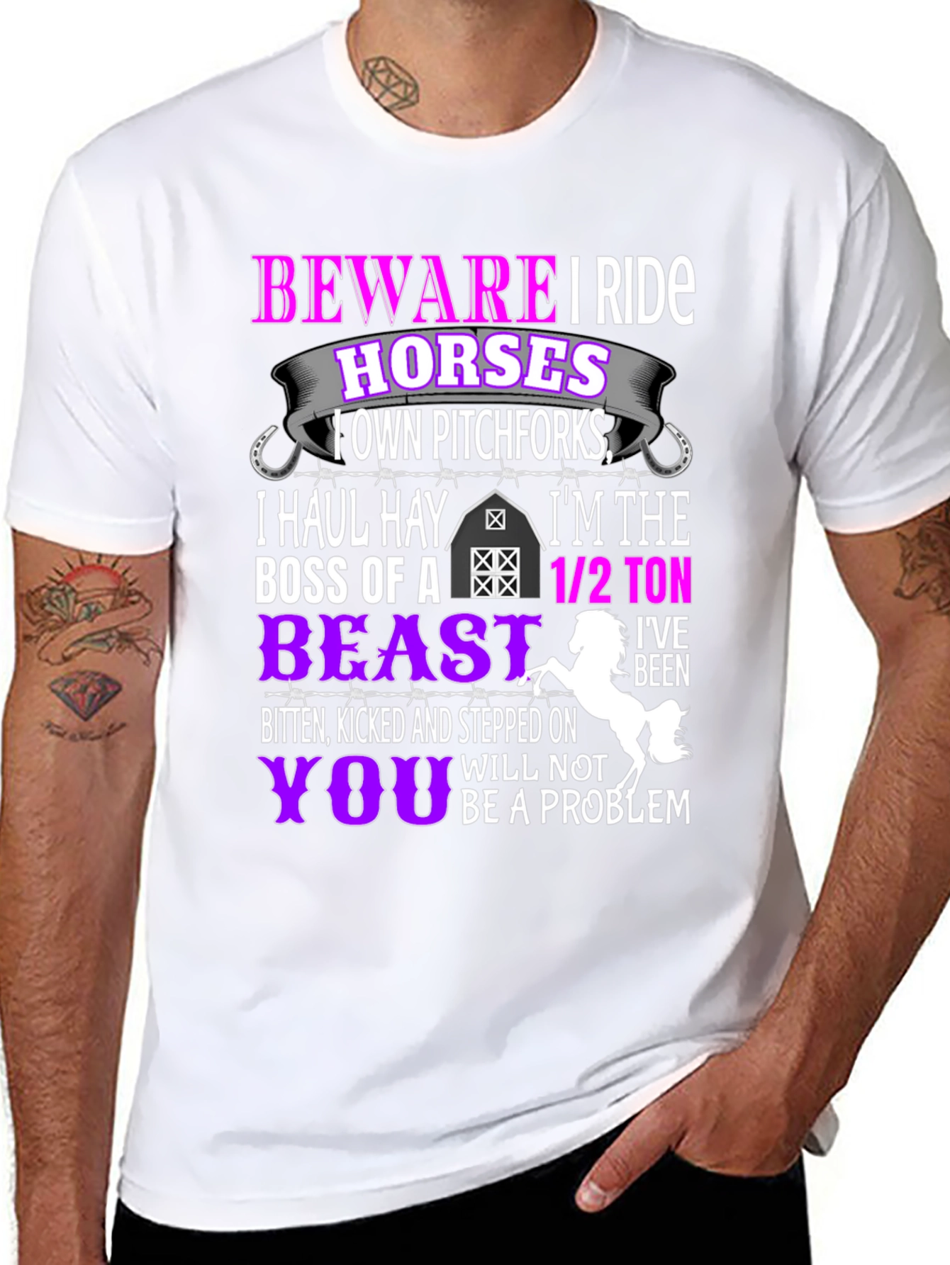 Camiseta Beware I Ride Horses