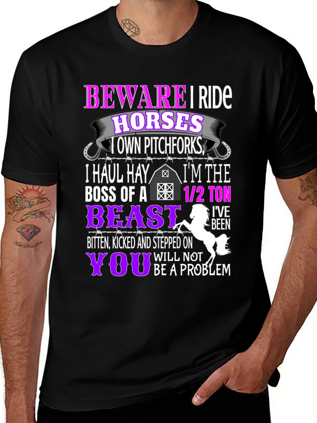 Camiseta Beware I Ride Horses