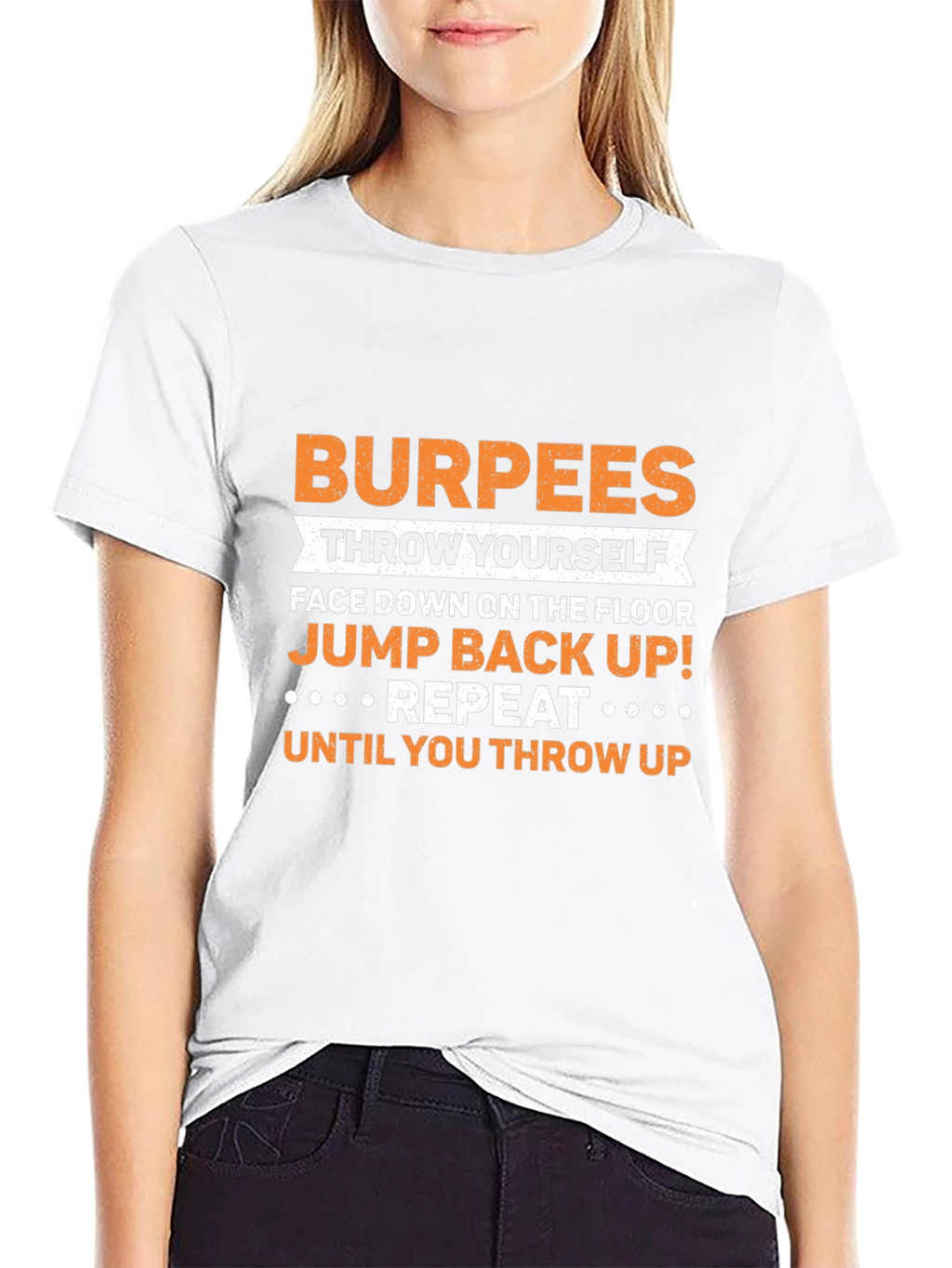 Camiseta Negra con Diseño de Ejercicio Burpees