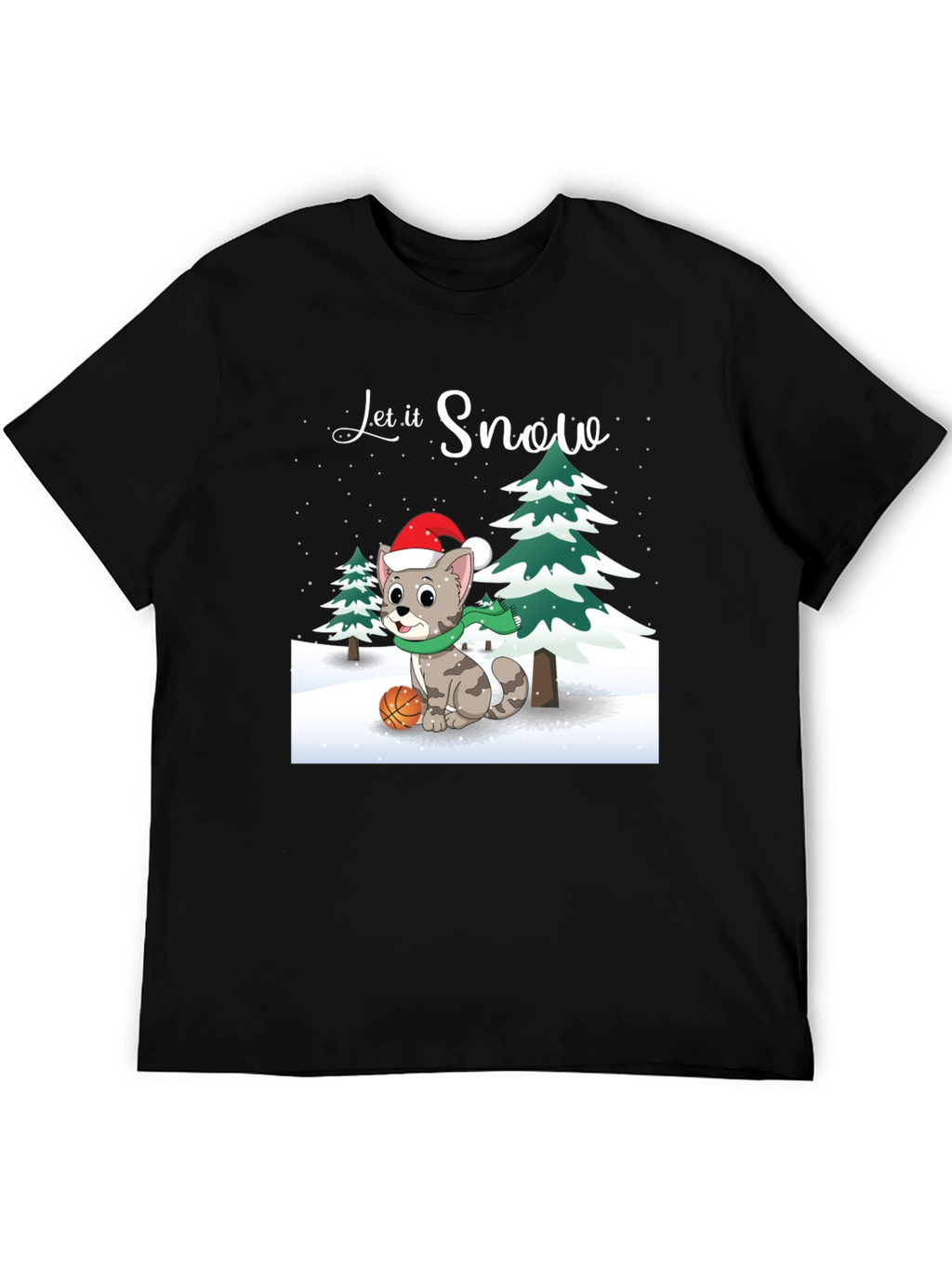 Camiseta Navideña con Gato Baloncestista