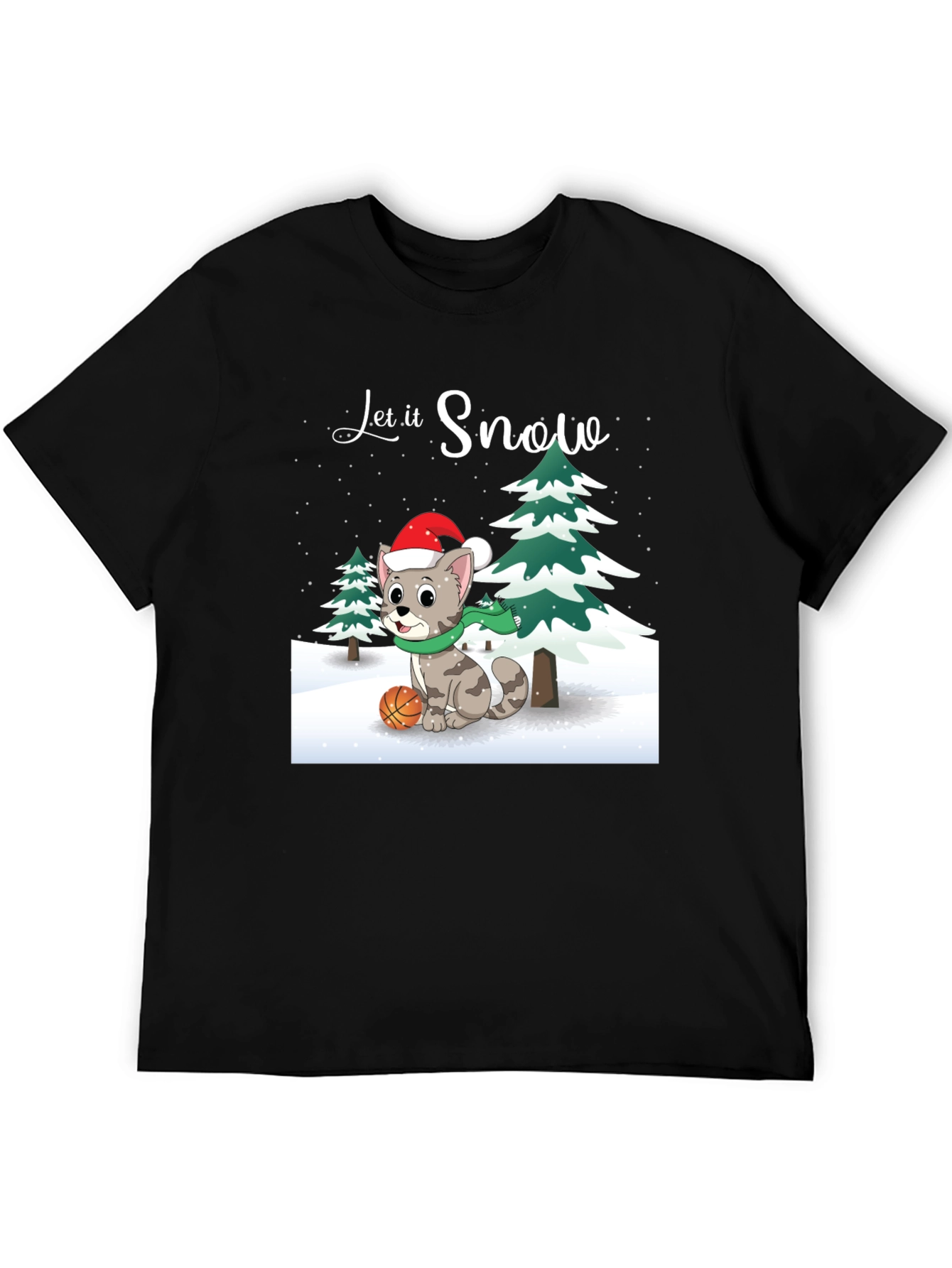 Camiseta Navideña con Gato Baloncestista