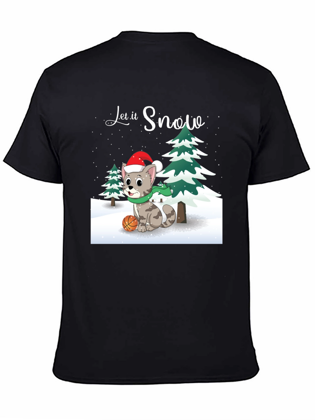 Camiseta Navideña con Gato Baloncestista
