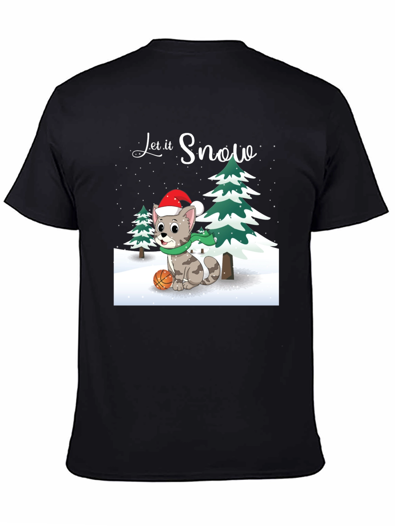 Camiseta Navideña con Gato Baloncestista
