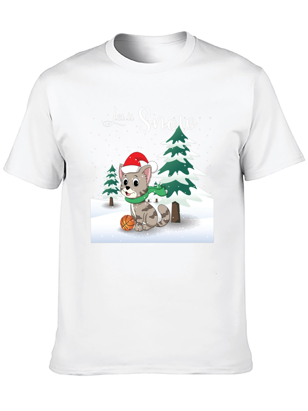 Camiseta Navideña con Gato Baloncestista