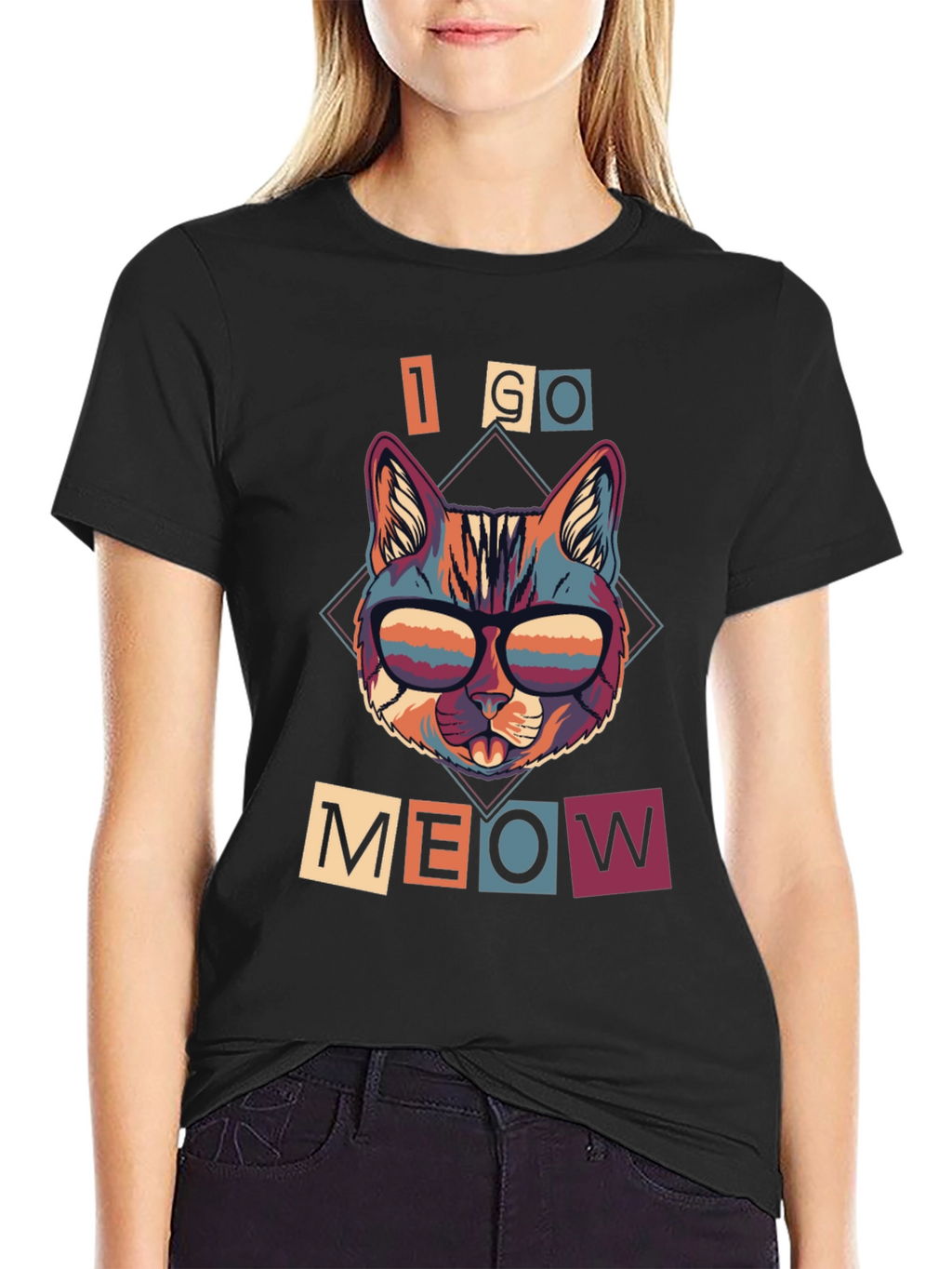 Camiseta I GO MEOW Gato Retro
