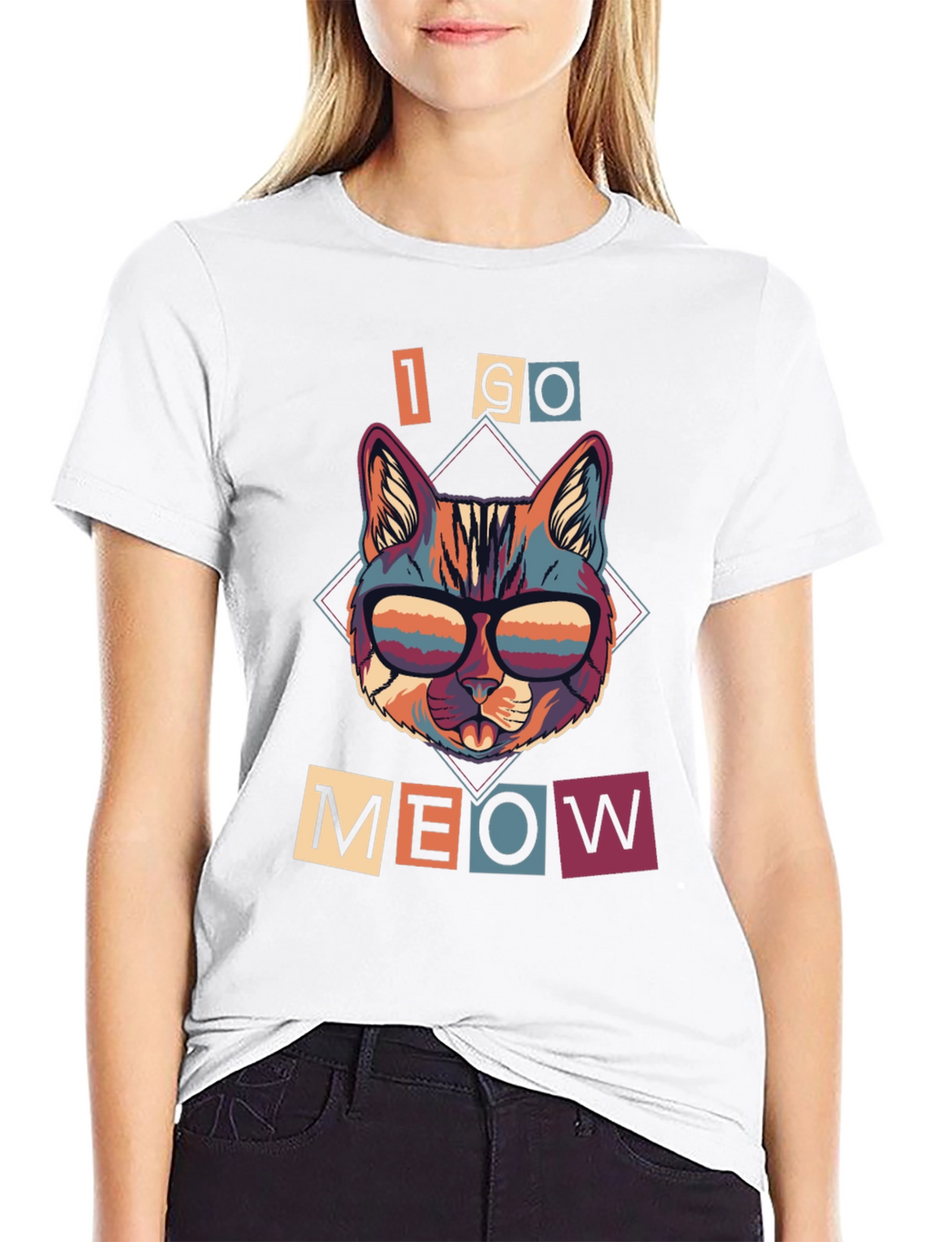 Camiseta I GO MEOW Gato Retro