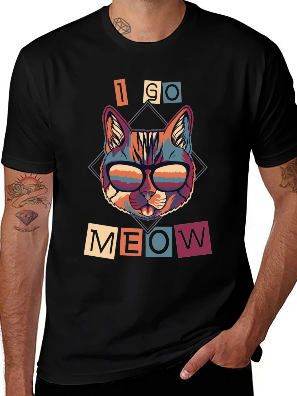 Camiseta I GO MEOW Gato Retro