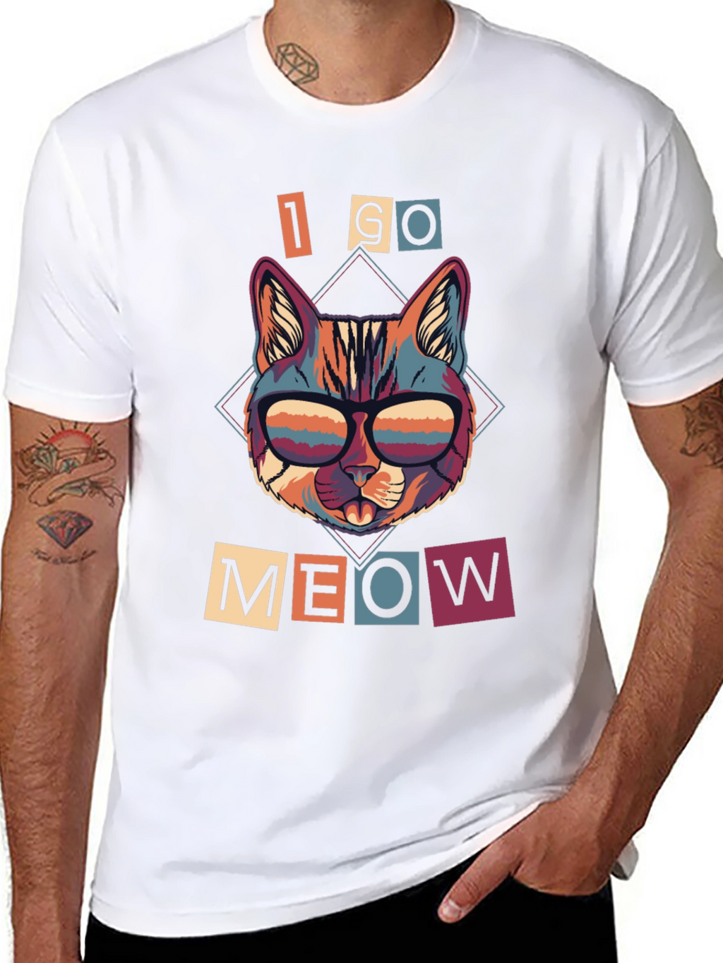 Camiseta I GO MEOW Gato Retro