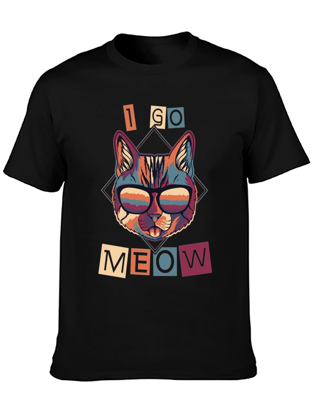 Camiseta I GO MEOW Gato Retro