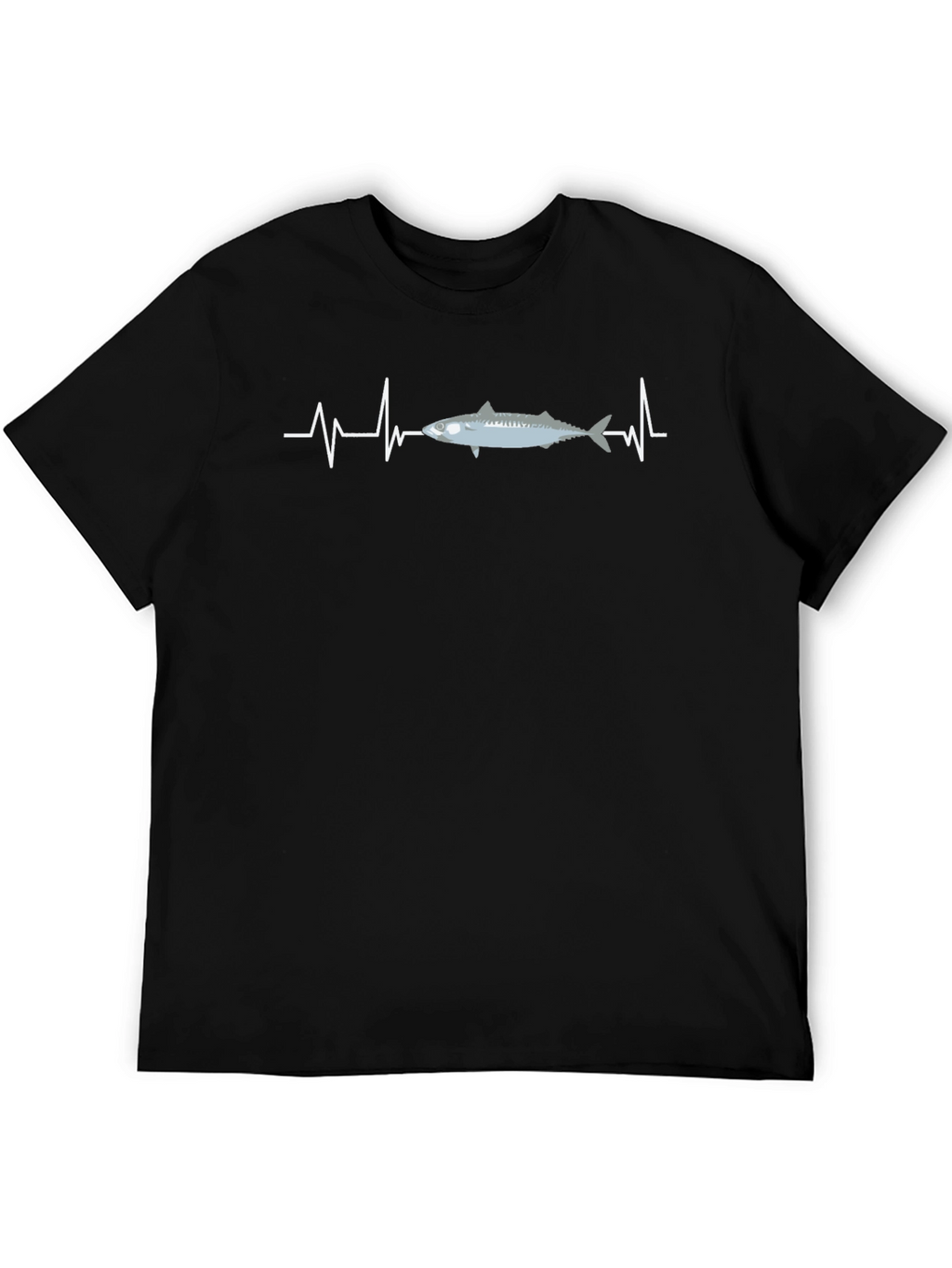 Camiseta Hombre Negra Diseño Peces y Latido