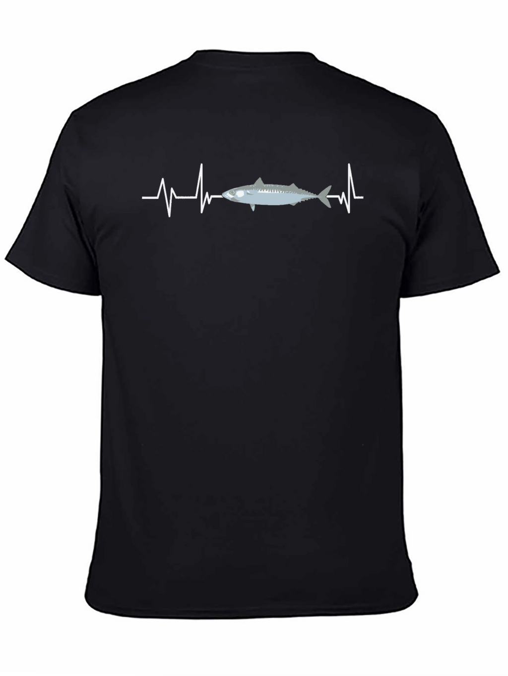 Camiseta Hombre Negra Diseño Peces y Latido