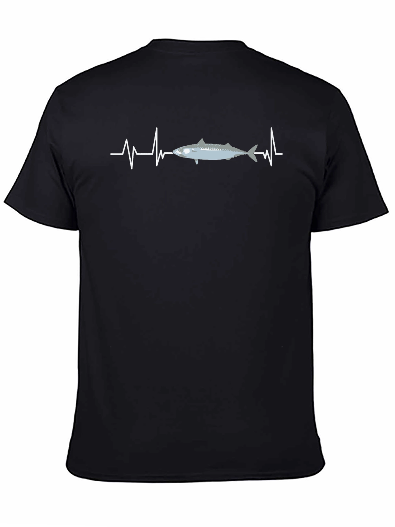 Camiseta Hombre Negra Diseño Peces y Latido