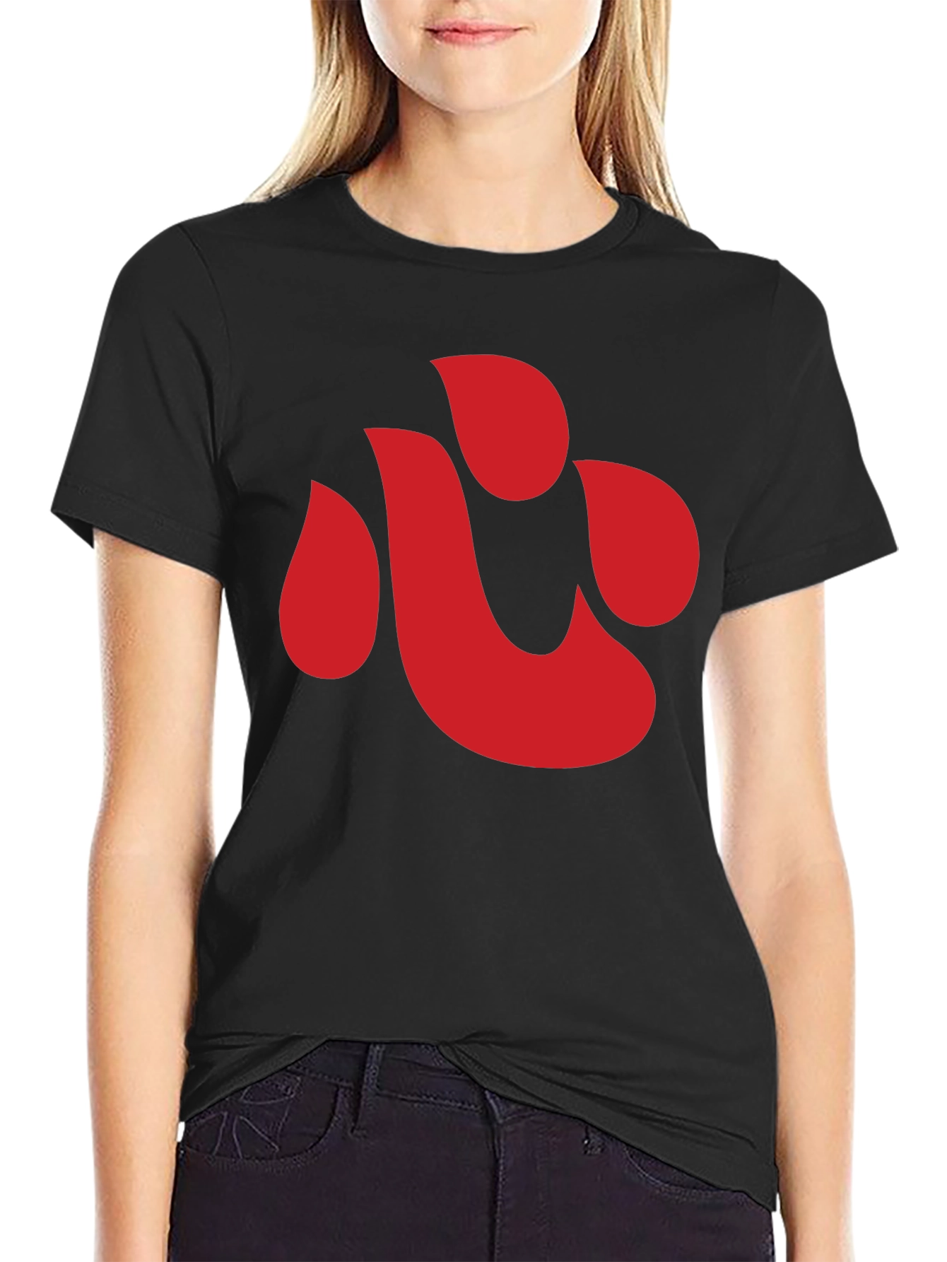 Camiseta Negra con Diseño Corazón Rojo