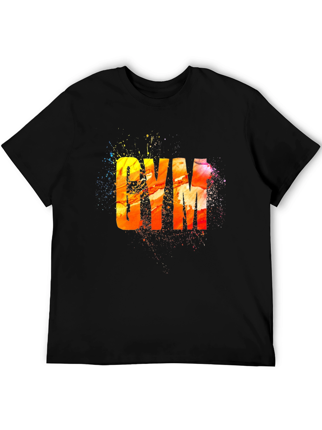 Camiseta Negra con Diseño Abstracto GYM