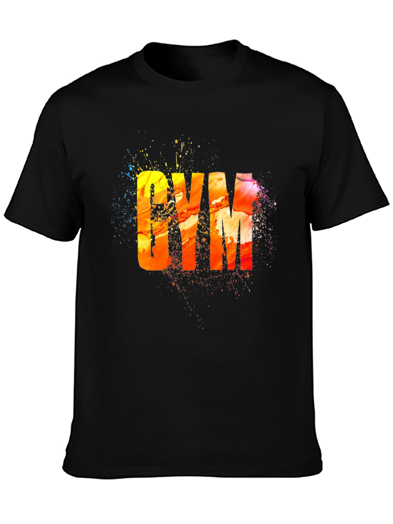Camiseta Negra con Diseño Abstracto GYM