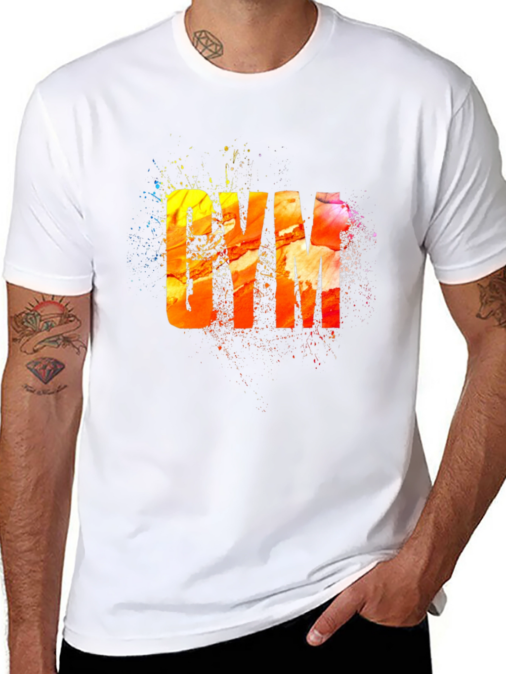 Camiseta Negra con Diseño Abstracto GYM