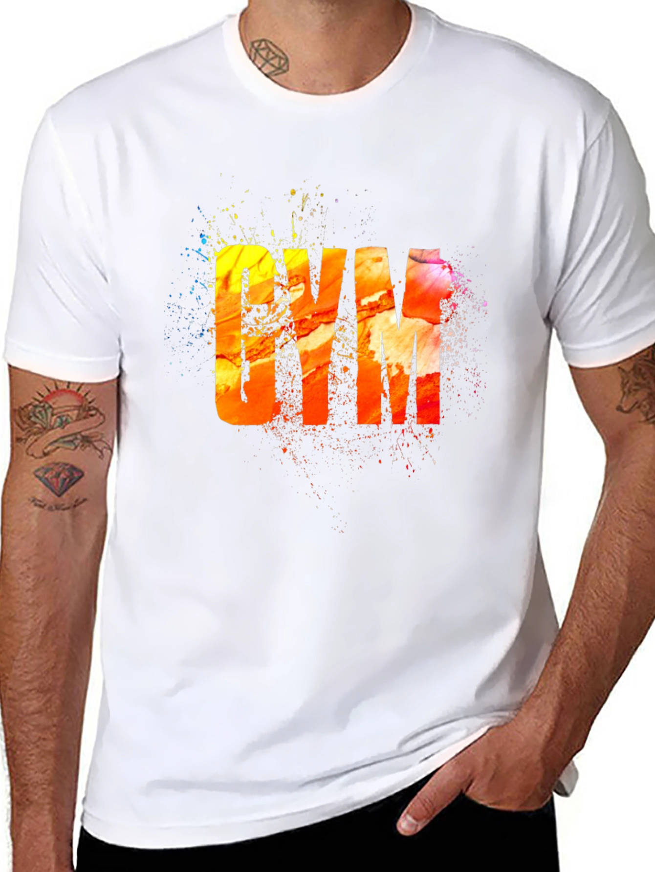 Camiseta Negra con Diseño Abstracto GYM