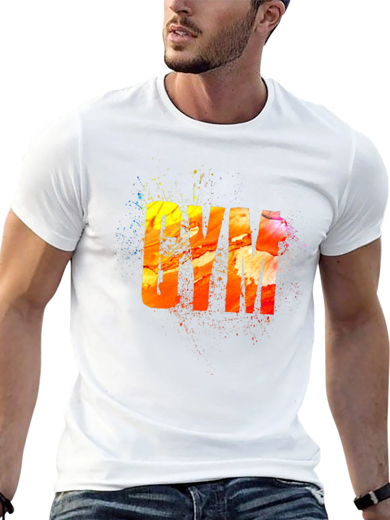 Camiseta Negra con Diseño Abstracto GYM