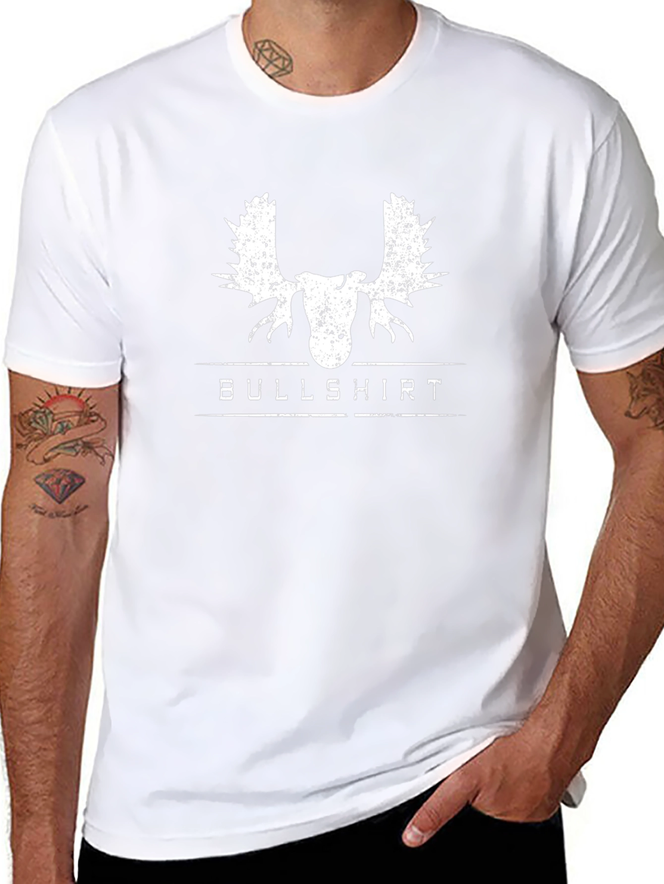 Camiseta Negra Bullshirt con Diseño de Alce