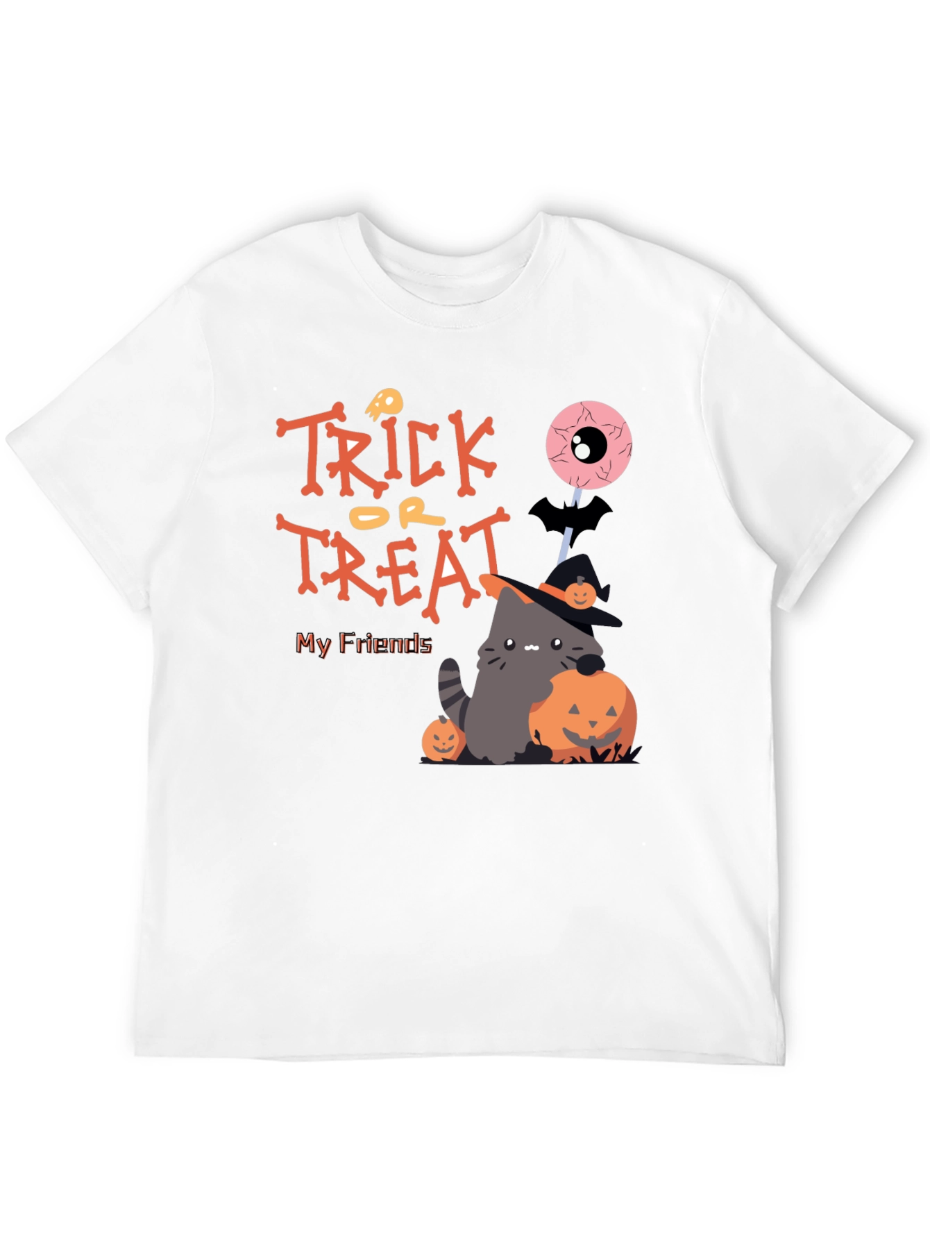 Camiseta Halloween Trick or Treat Gato Amigos