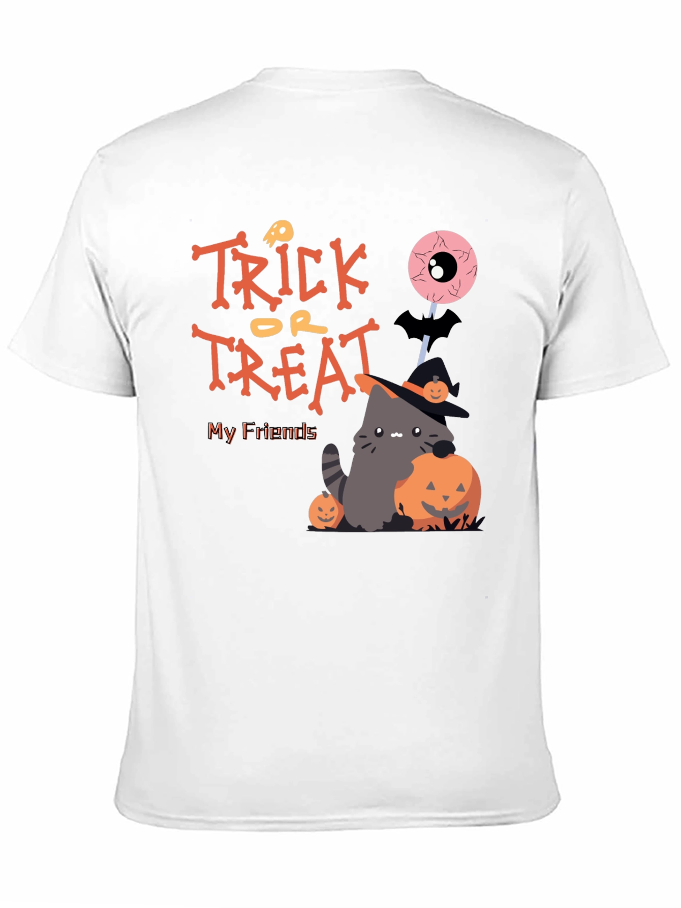 Camiseta Halloween Trick or Treat Gato Amigos